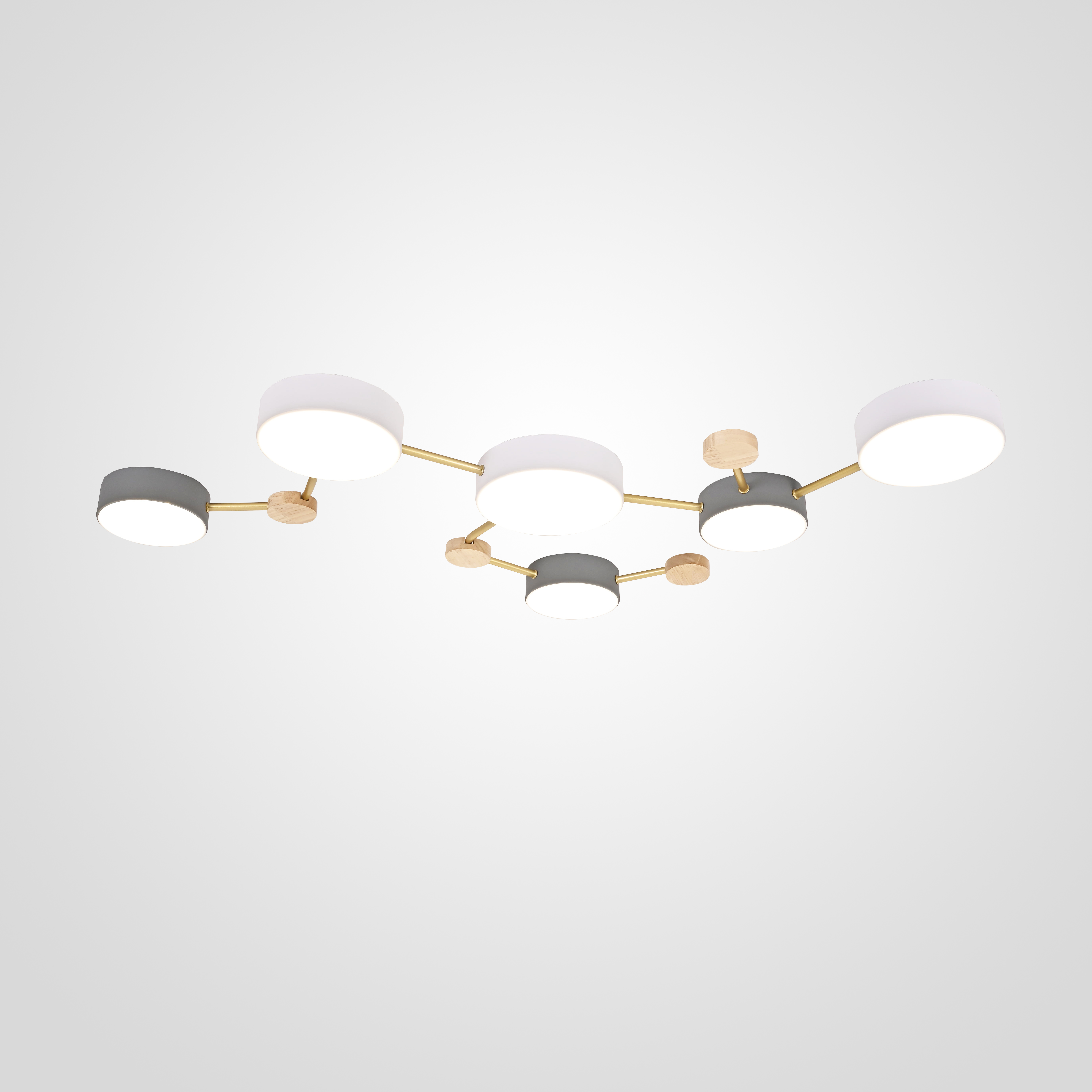 Потолочный светильник SOLEN L6 108*71,5*5 см, 6*LED*5W, 3000, 4000, 6000K, ImperiumLoft SOLEN01, Серый, Белый, Бежевый
