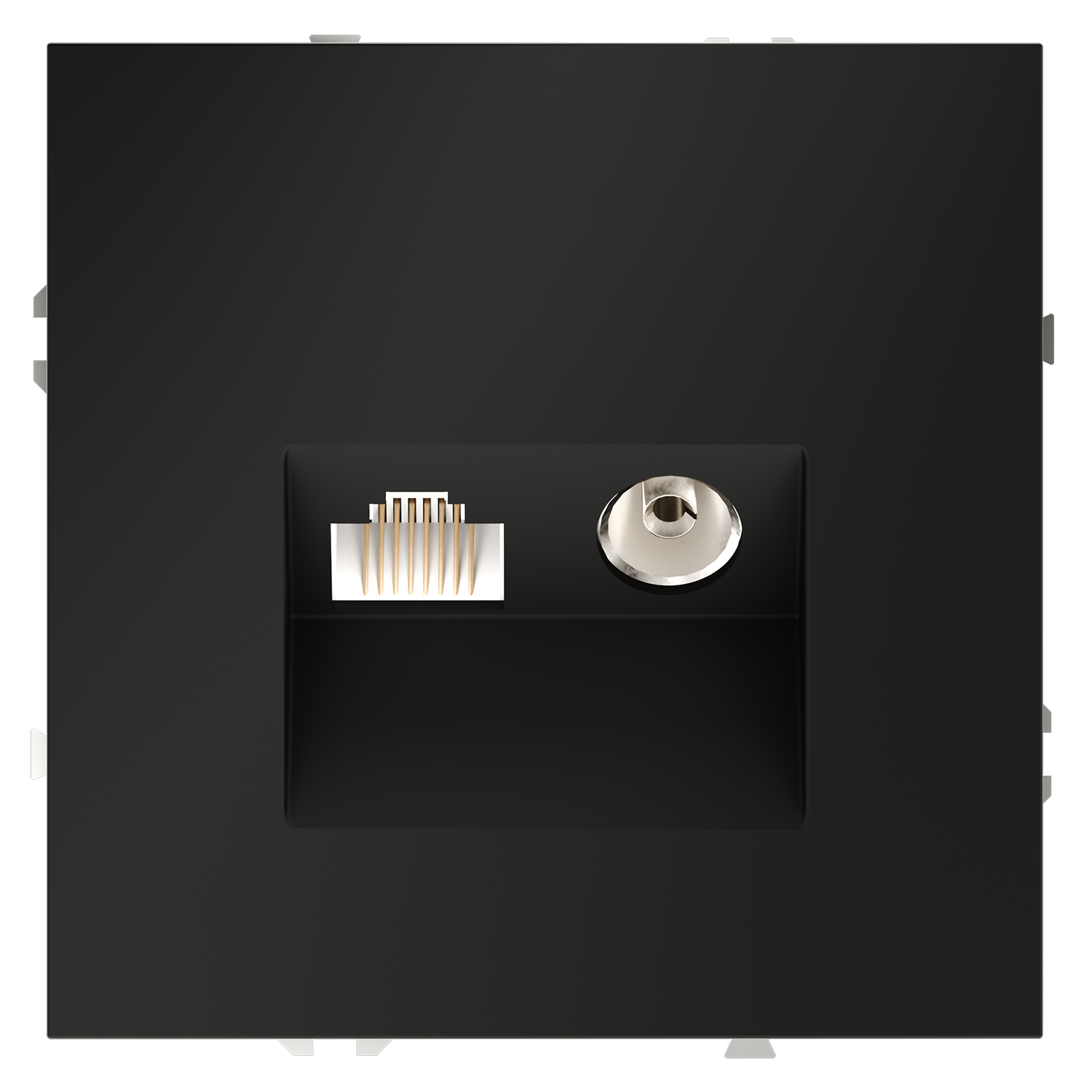 Розетка телевизионная встраиваемая TV+RJ45 кат. 6, черный матовый Voltum S70 VLS060708, Пластик Soft touch