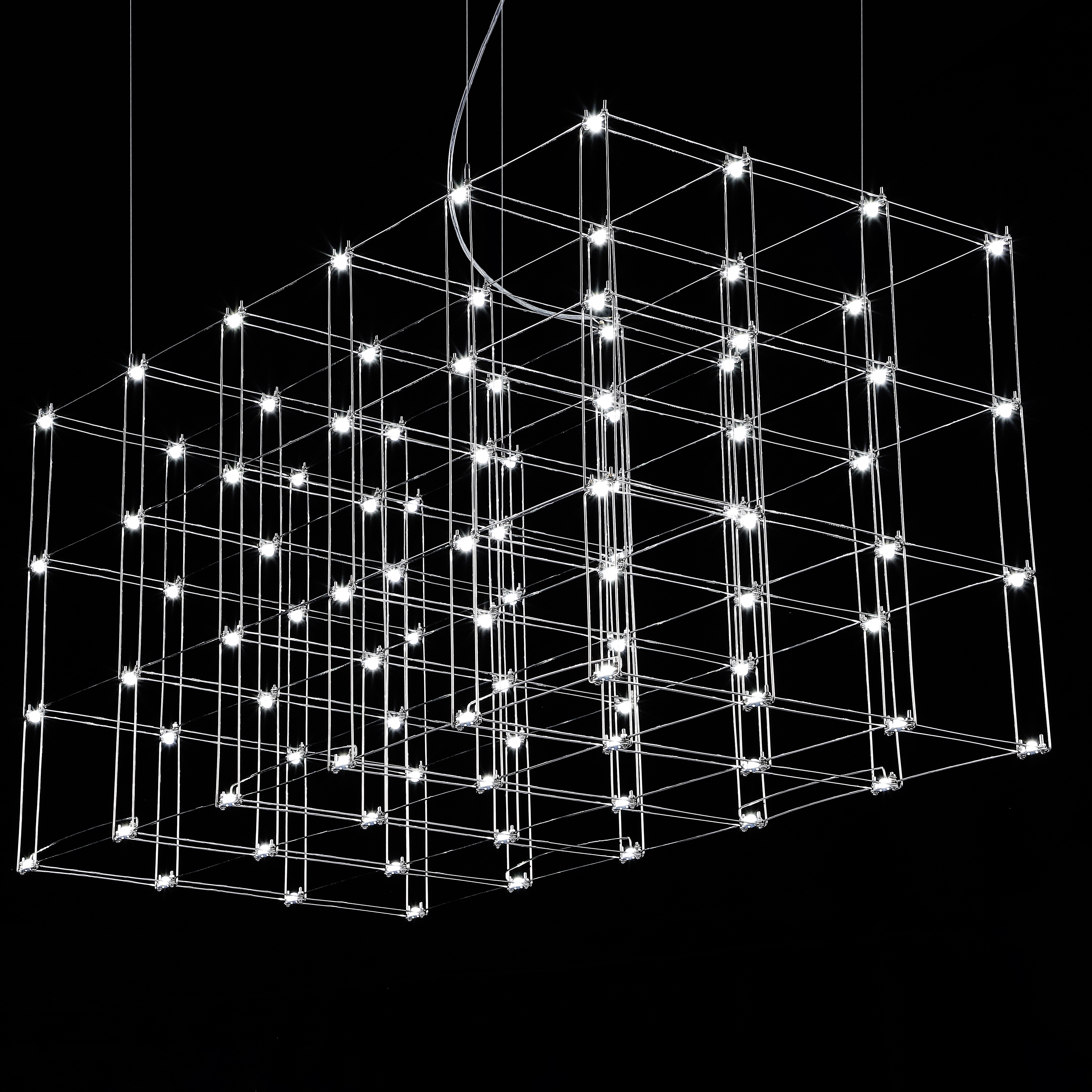 Подвесная люстра Quasar Cosmos Square LED pendant light 120/60/60 120*60*60 см, 96*LED*1W, ImperiumLoft 40.2440, Серебристый