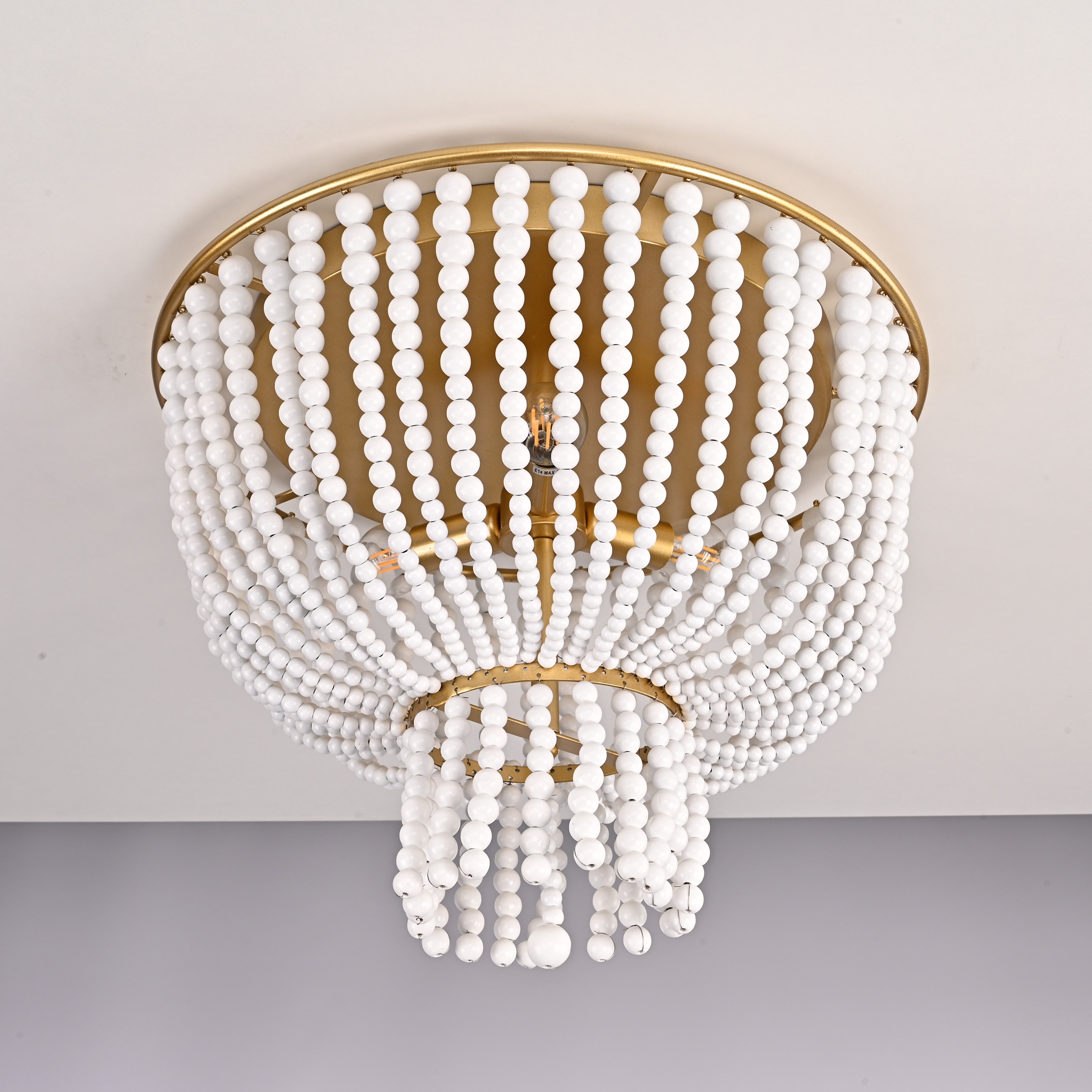 Потолочная люстра JACQUELINE CLEAR FLUSH-MOUNT brass 52*14*14 см, 3*E14*40W, ImperiumLoft 40.1899, Латунь