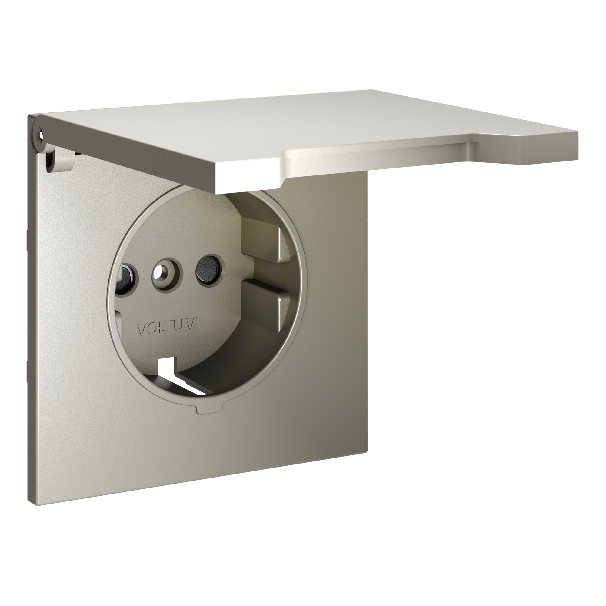 Накладка для розетки с заземлением, защитными шторками и крышкой, шелк Voltum S70 VLS000804, Пластик Soft touch