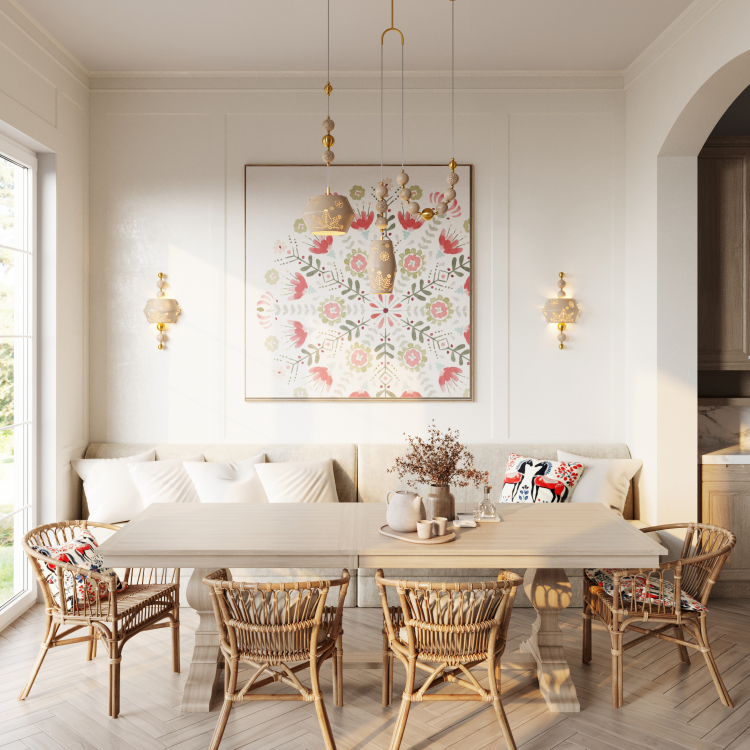 Светильник 60 см, Odeon Light 5444/1B, бежевый-бронза