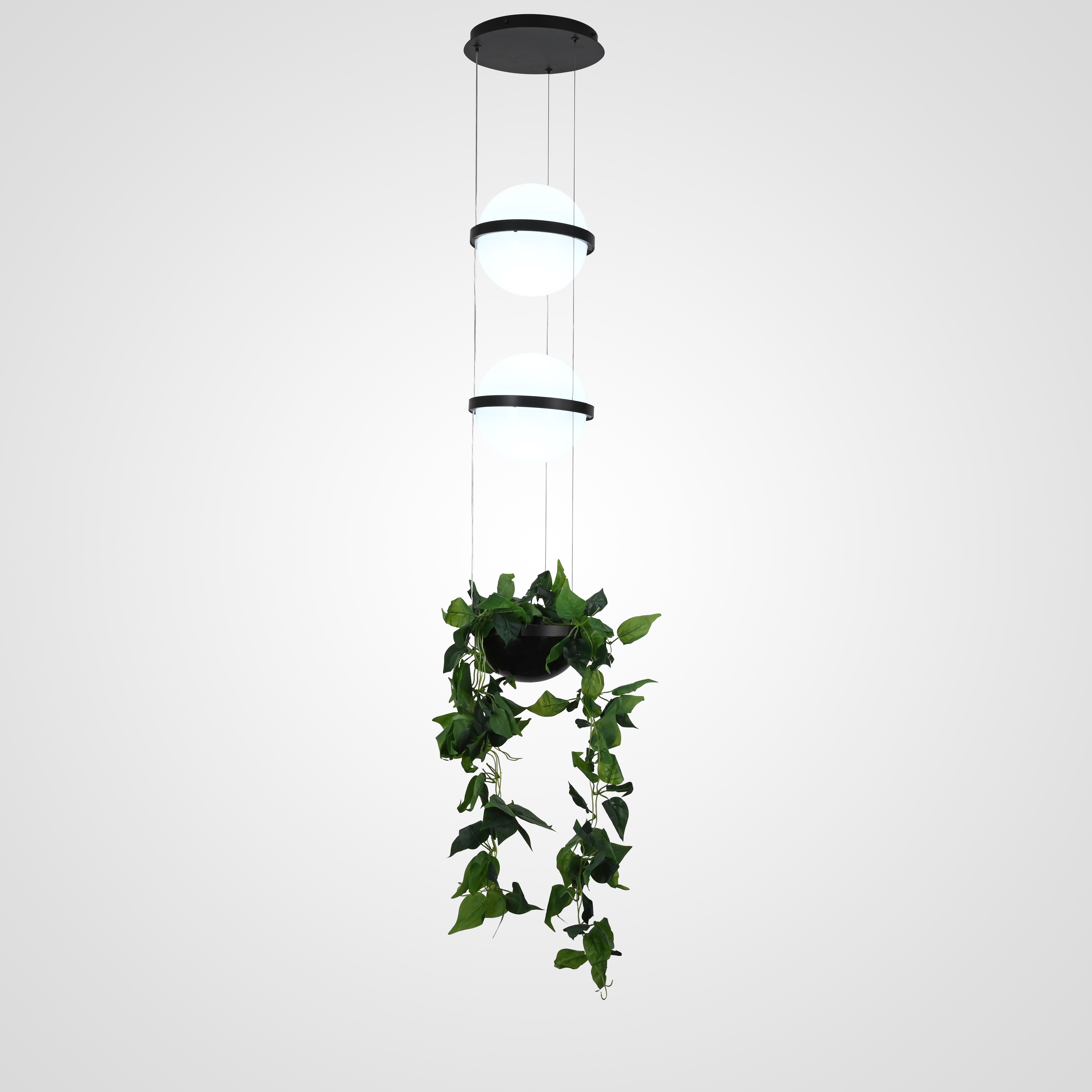 Подвесной светильник PALMA Wall lamp 2 шара + 1 вазон 22*22*300 см, 2*LED*9W, 3000, 4000, 6000K, ImperiumLoft 22.93727, Серый