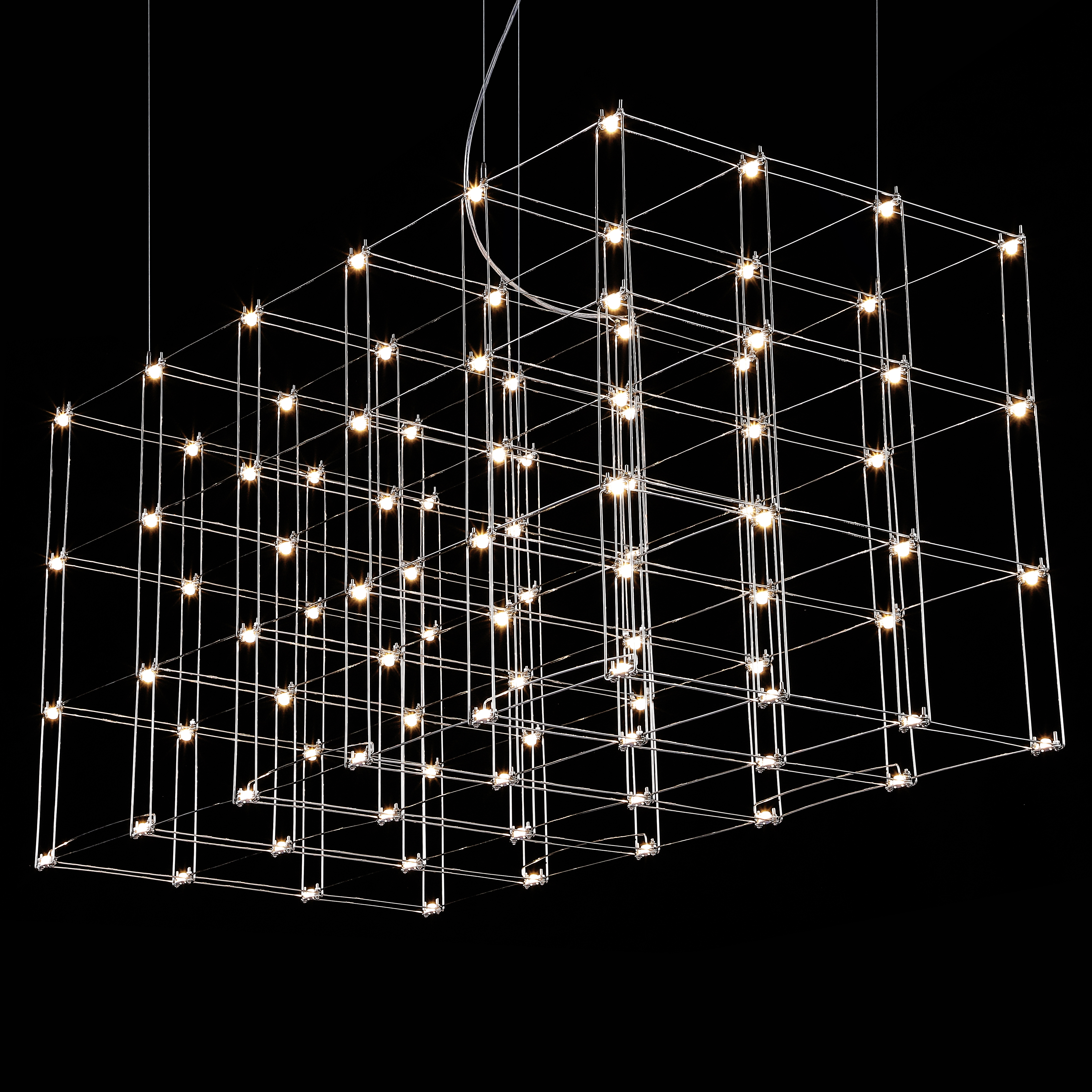 Подвесная люстра Quasar Cosmos Square LED pendant light 120/60/60 120*60*60 см, 96*LED*1W, ImperiumLoft 40.2440, Серебристый