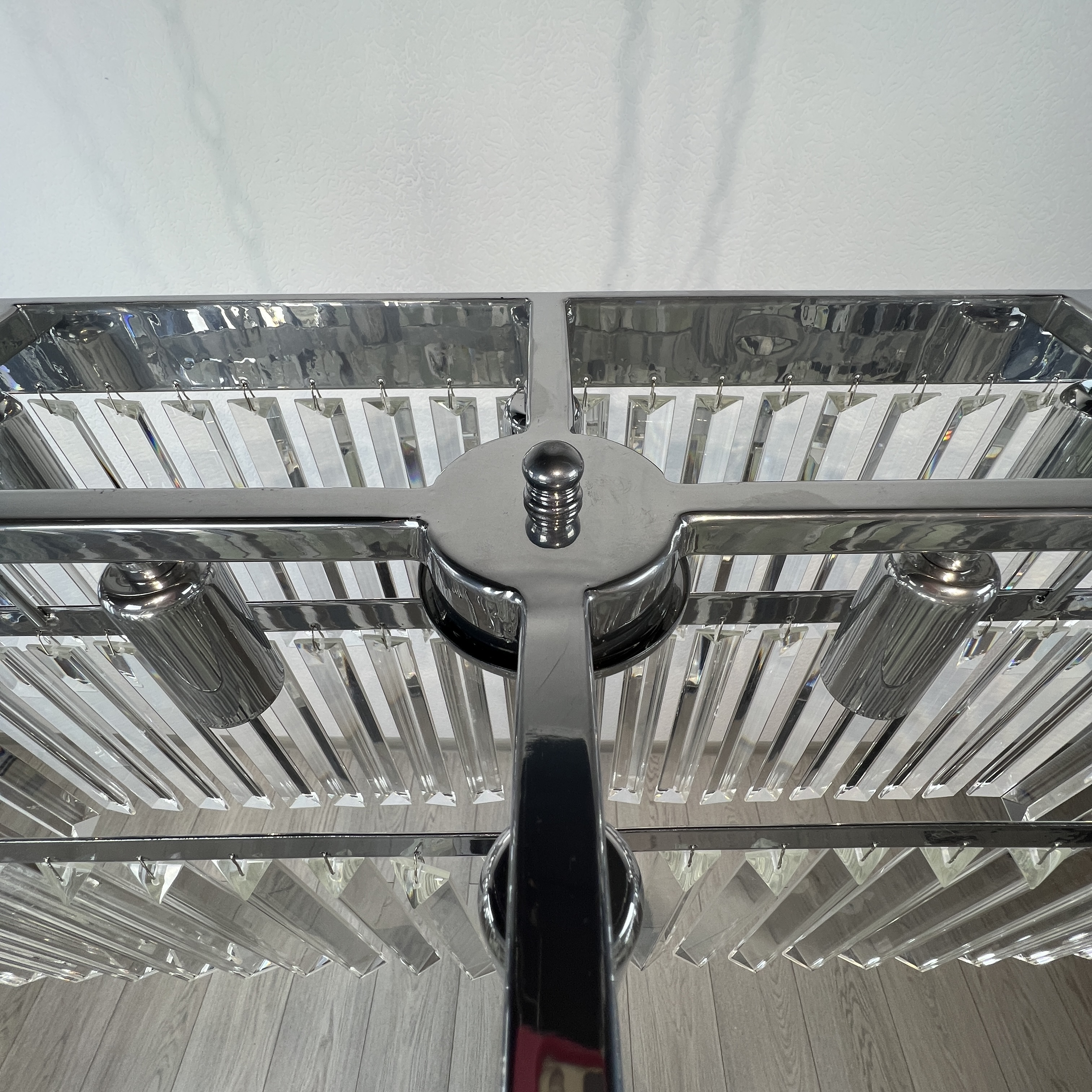 Подвесная люстра RH 1920S ODEON CLEAR GLASS FRINGE chrome 94*47*47 см, 8*E14*40W, ImperiumLoft 40.1536, Хром