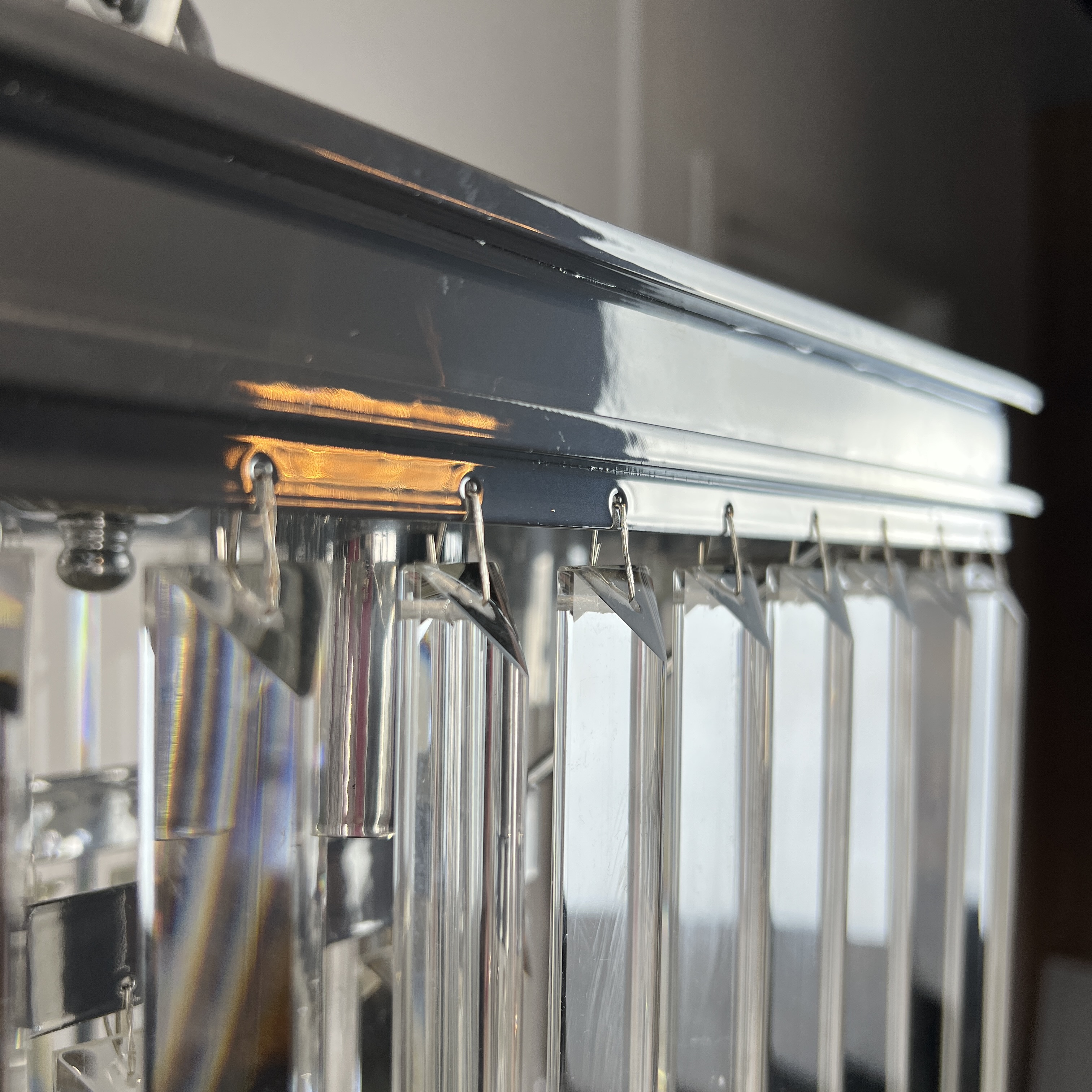 Подвесная люстра RH 1920S ODEON CLEAR GLASS FRINGE chrome 94*47*47 см, 8*E14*40W, ImperiumLoft 40.1536, Хром