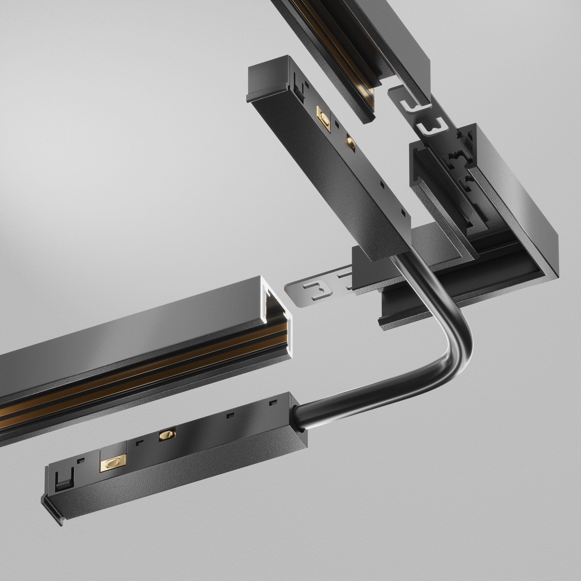 Коннектор питания шарнирный Exility X, черный 24*1*1 см, Maytoni Technical  TRA239CS-42B, Черный