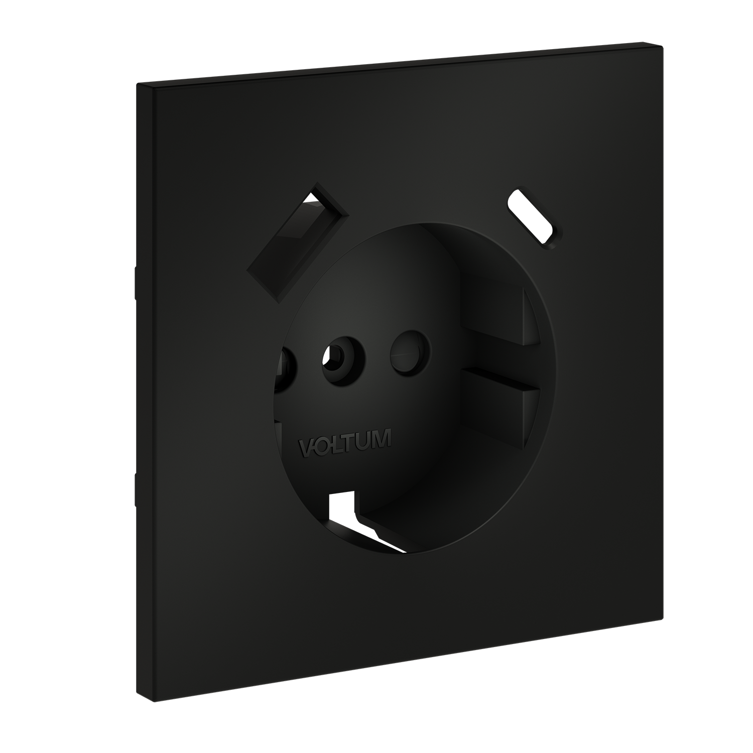 Накладка для розетки с заземлением и защитными шторками, с USB A+C, черный матовый Voltum S70 VLS001008, Пластик Soft touch