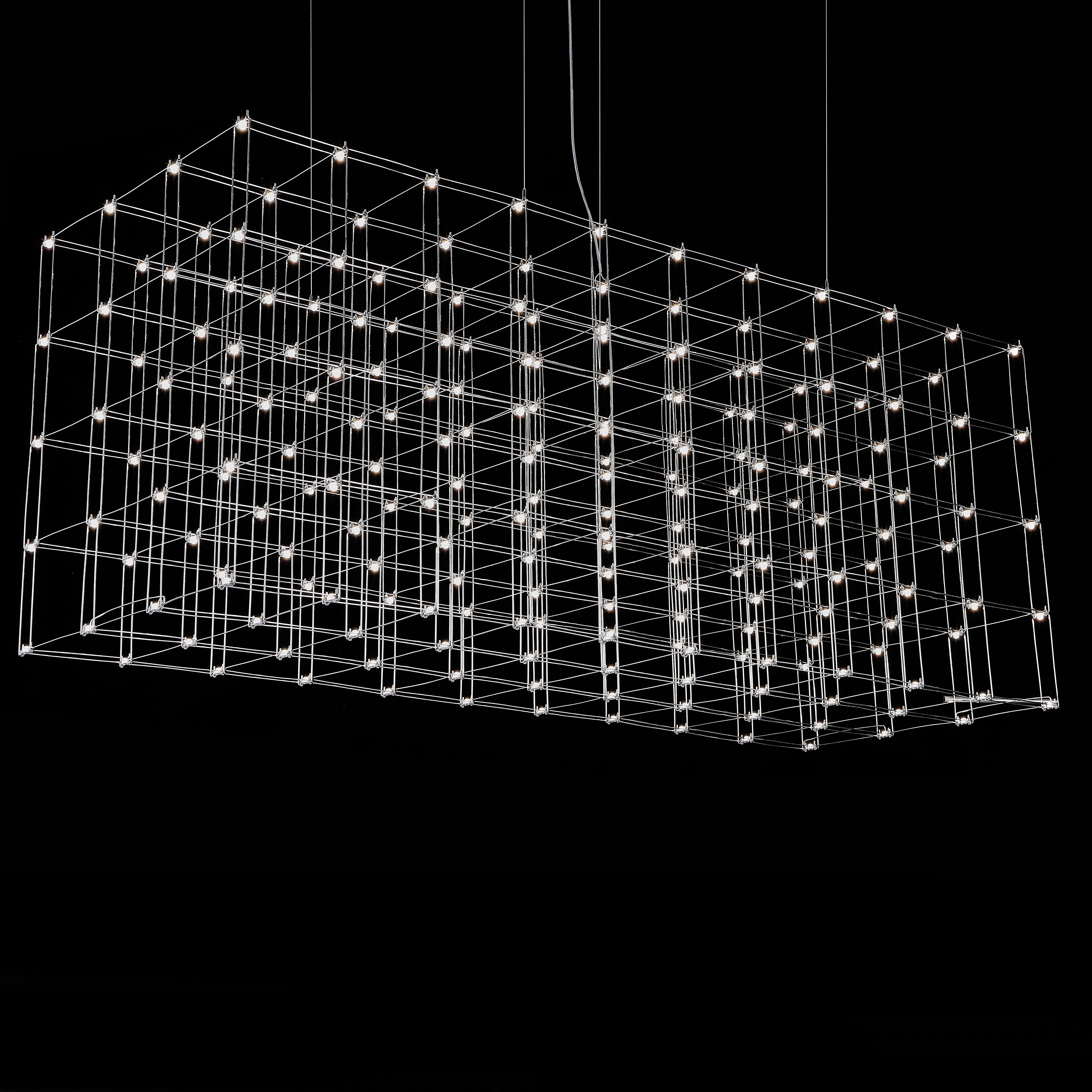 Подвесная люстра Quasar Cosmos Square LED pendant light 80/80/200 200*80*80 см, 220*LED*1W, ImperiumLoft 40.2440, Серебристый