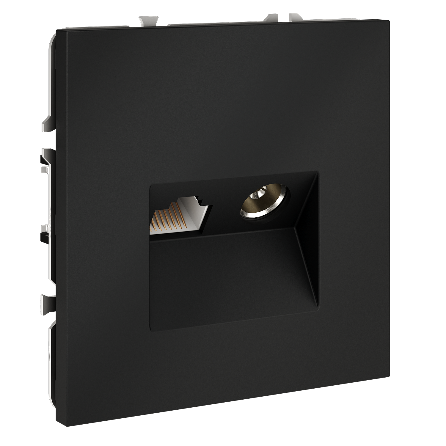 Розетка телевизионная встраиваемая TV+RJ45 кат. 6, графит Voltum S70 VLS060707, Пластик Soft touch