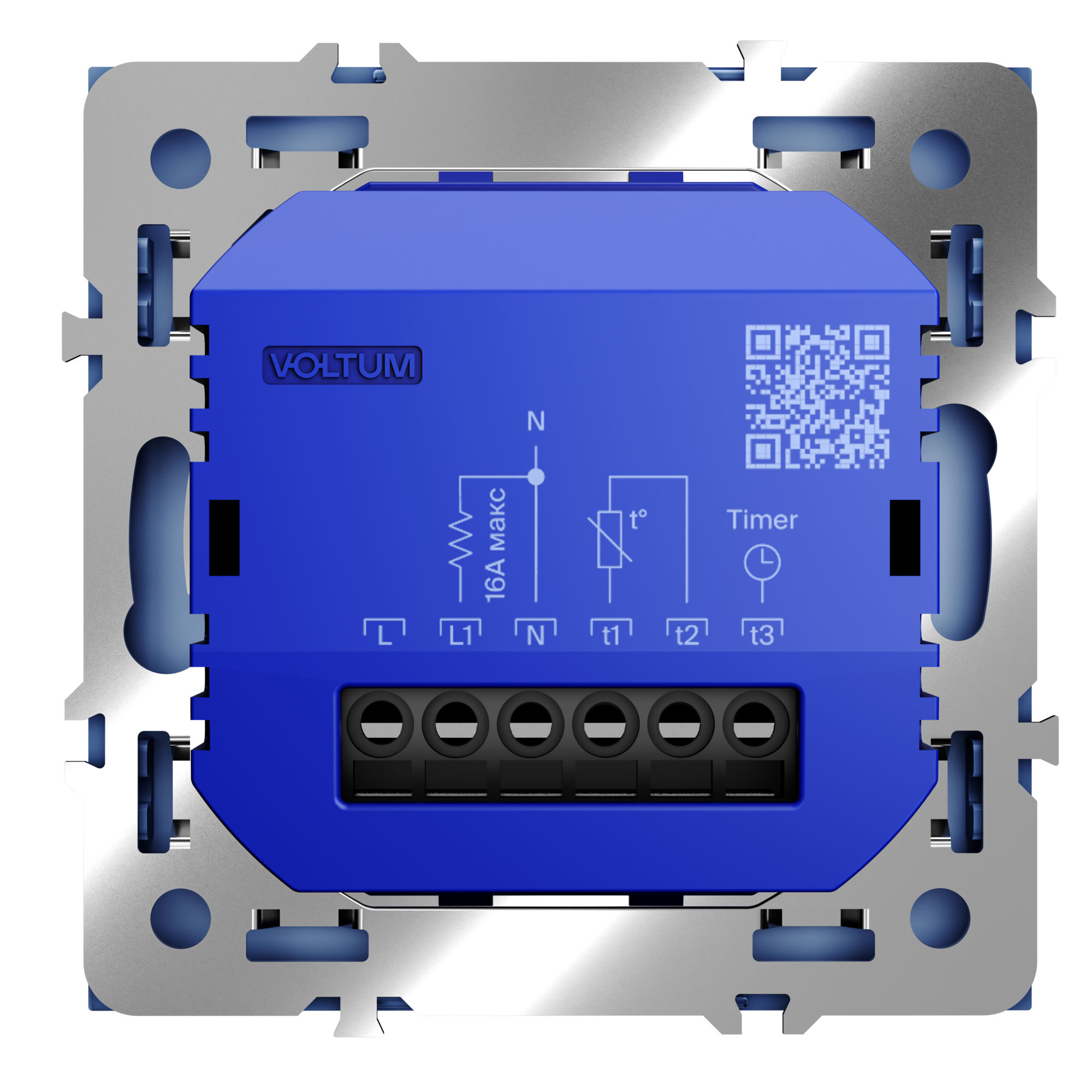Терморегулятор электронный S70 с индикацией и датчиком, для теплого пола, деним Voltum VLS070115