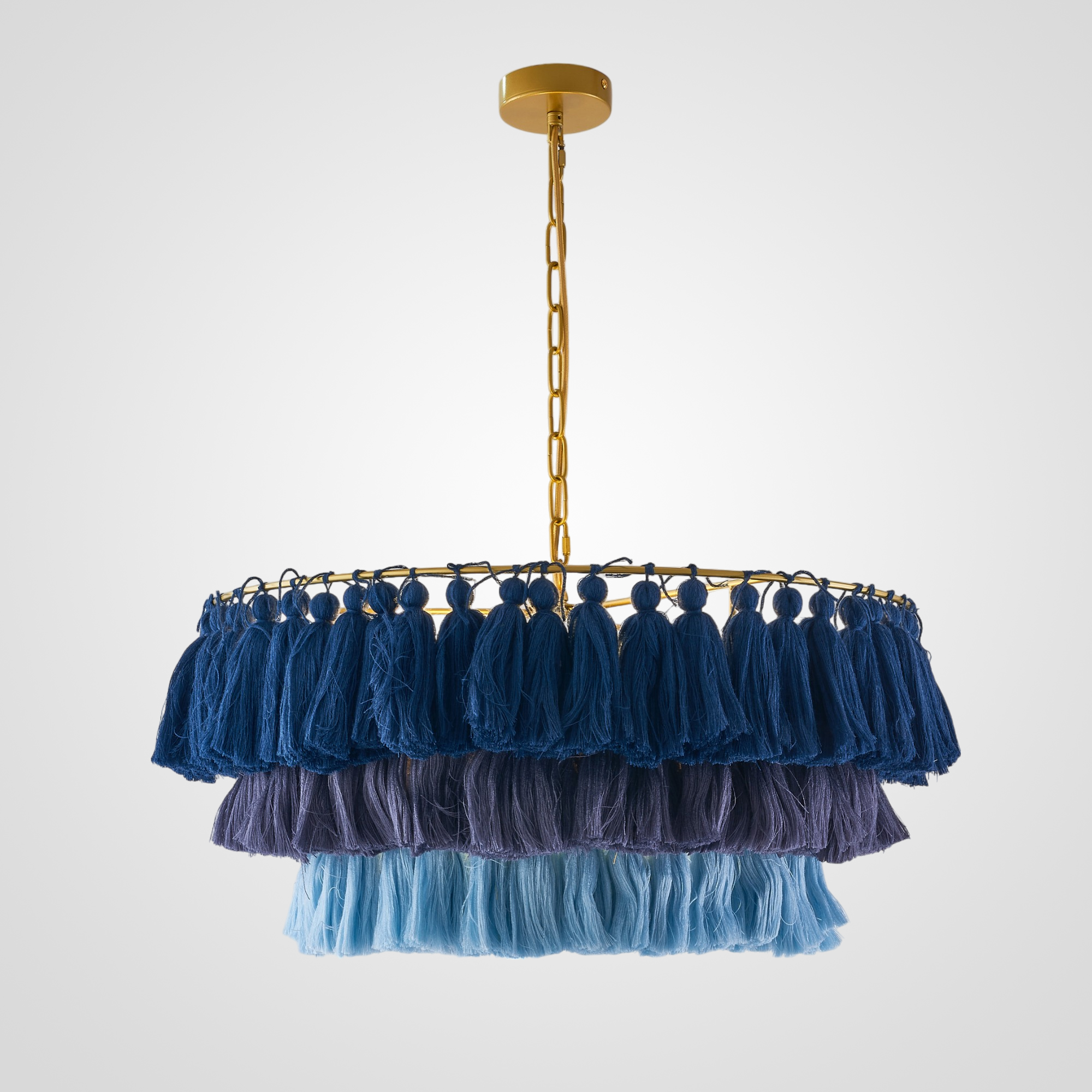 Подвесная люстра TASSEL Синий 61*61*35 см, 3*E27*60W, ImperiumLoft TASSEL01, Латунь