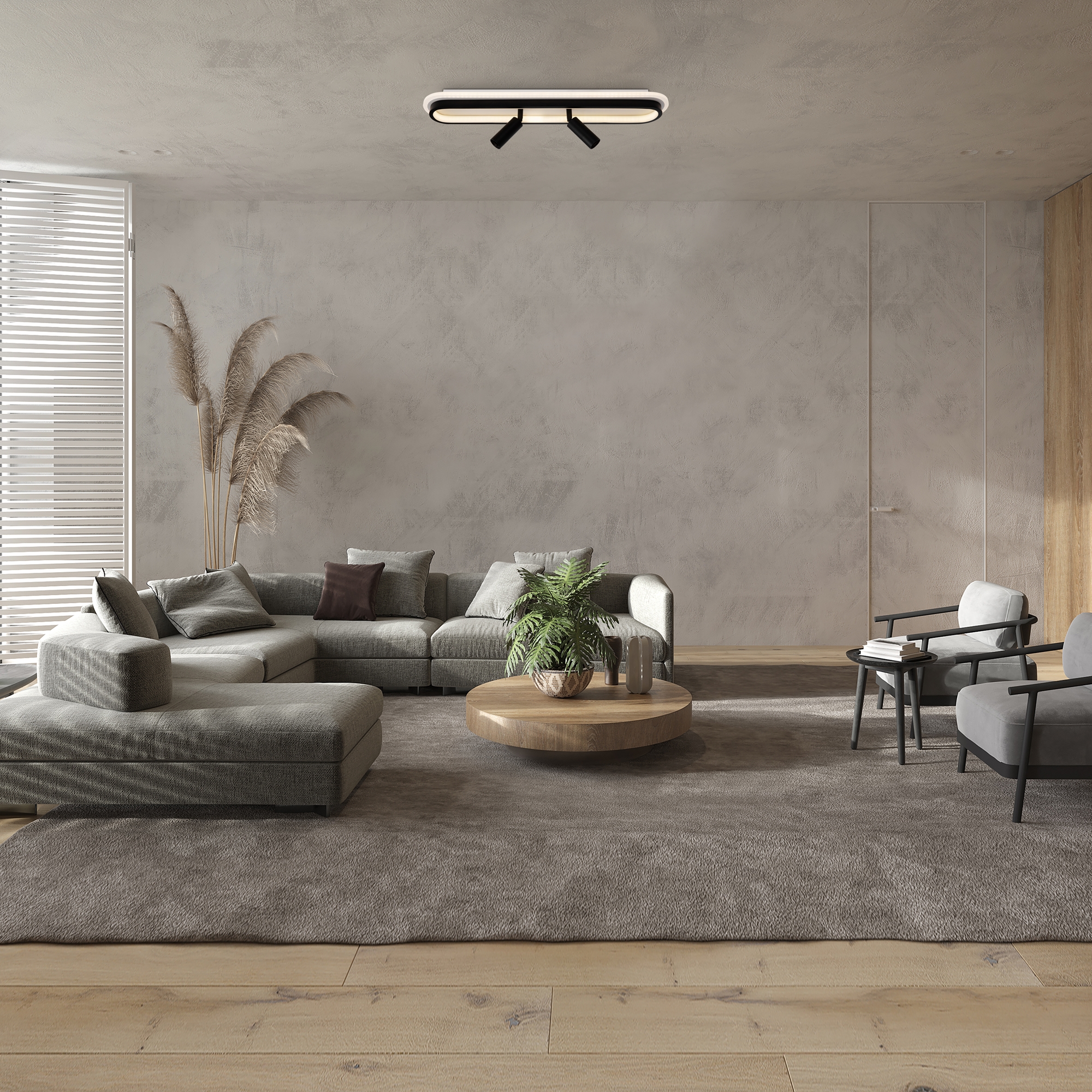 Светильник 60*12*-8,5 см, *LED*44W, 4000K, Freya Путь/Route FR6088CL-L48B, Бело-черный