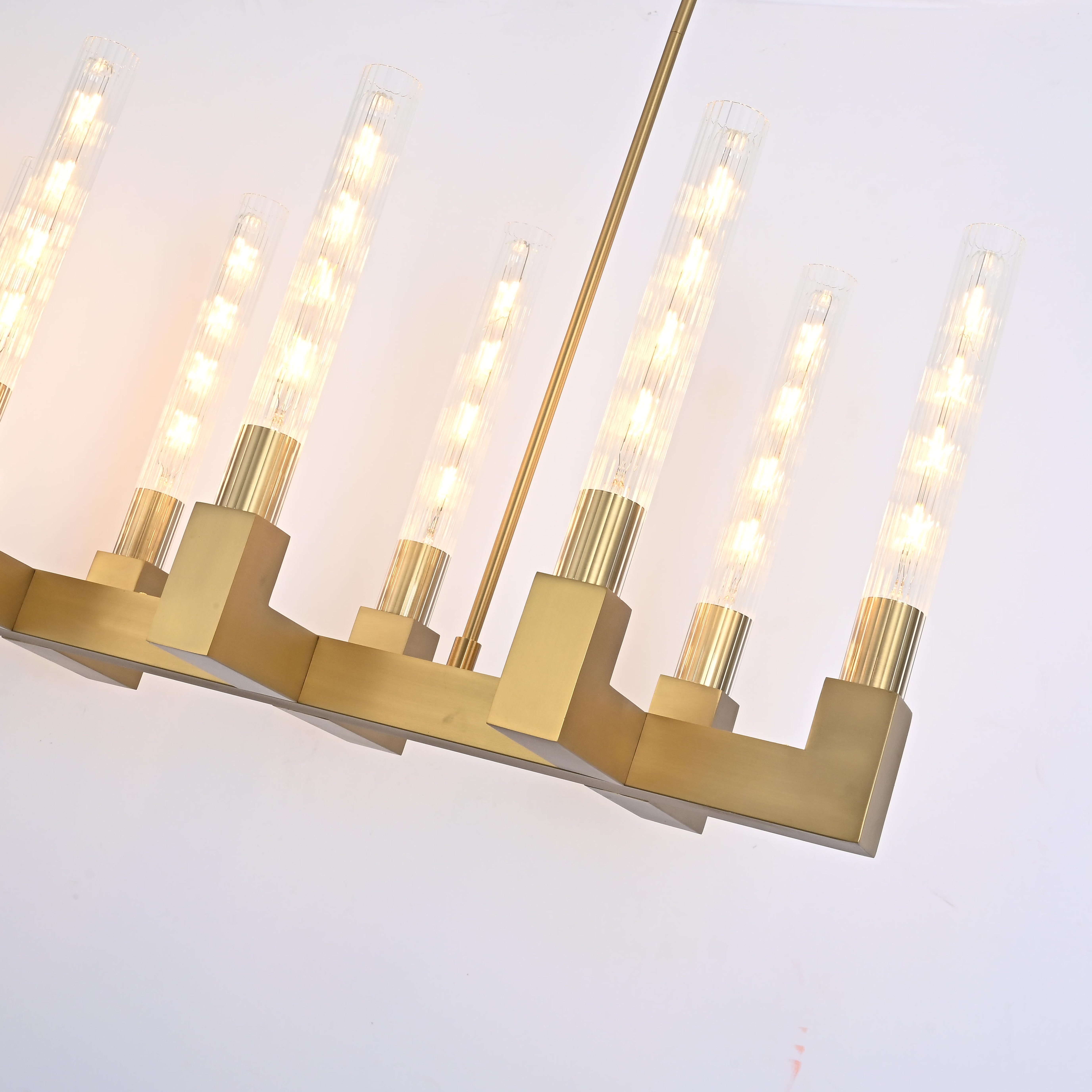 Люстра на штанге CANELLE Linear Chandelier 12 Modern Brass 139*30*43 см, 12*E27*60W, ImperiumLoft 40.1549, Латунь