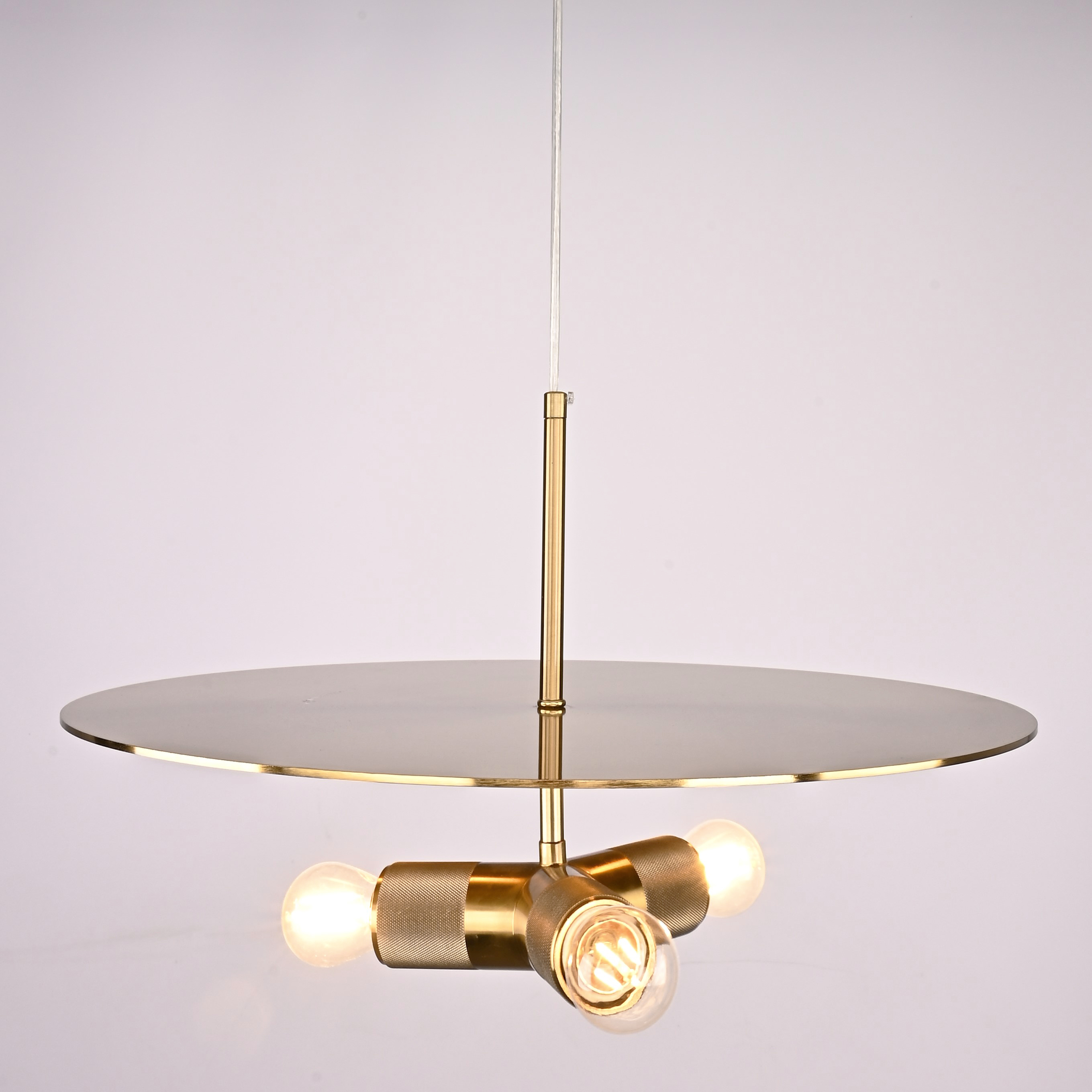 Люстра RH Utilitaire Disk Triple Pendant Brass 46*46*21 см, 3*E27*60W, ImperiumLoft 40.2339, Латунь