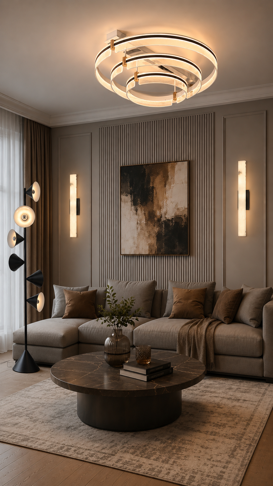 Потолочный светильник *80*25- см, *LED*265W, 3000-6000K, MODELIGHT  MDL.1059.830CL WH, Черный, Золото, Белый