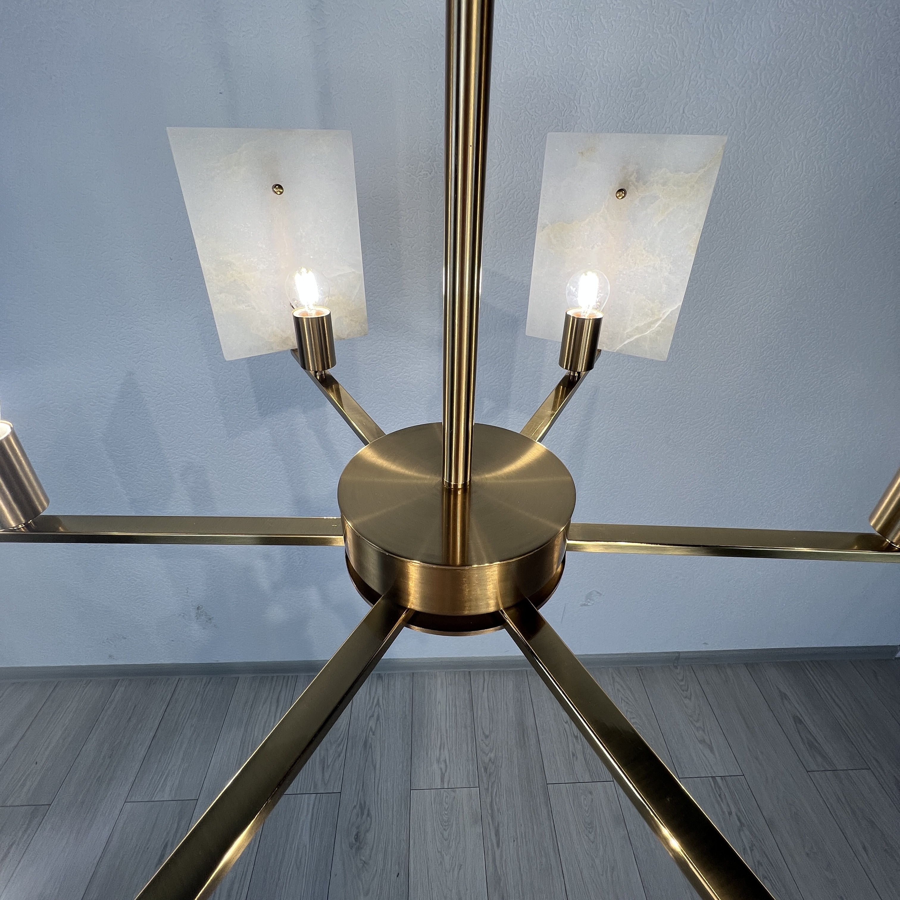 Люстра Marble square Chandelier 78*78*46 см, 6*E27*60W, ImperiumLoft 40.1233, Латунь