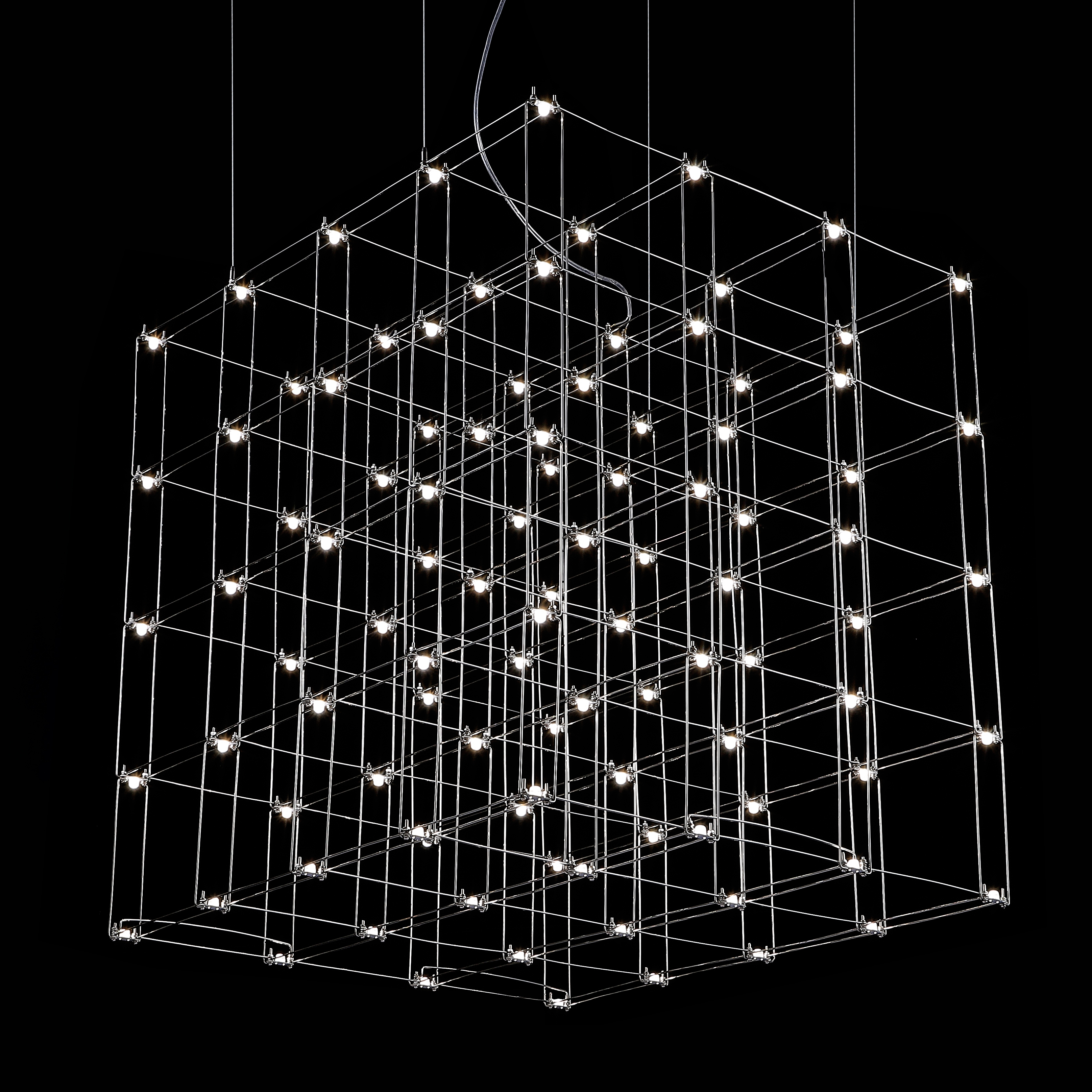 Подвесная люстра Quasar Cosmos Square LED pendant light 80/80/80 80*80*80 см, 100*LED*1W, ImperiumLoft 40.2440, Серебристый