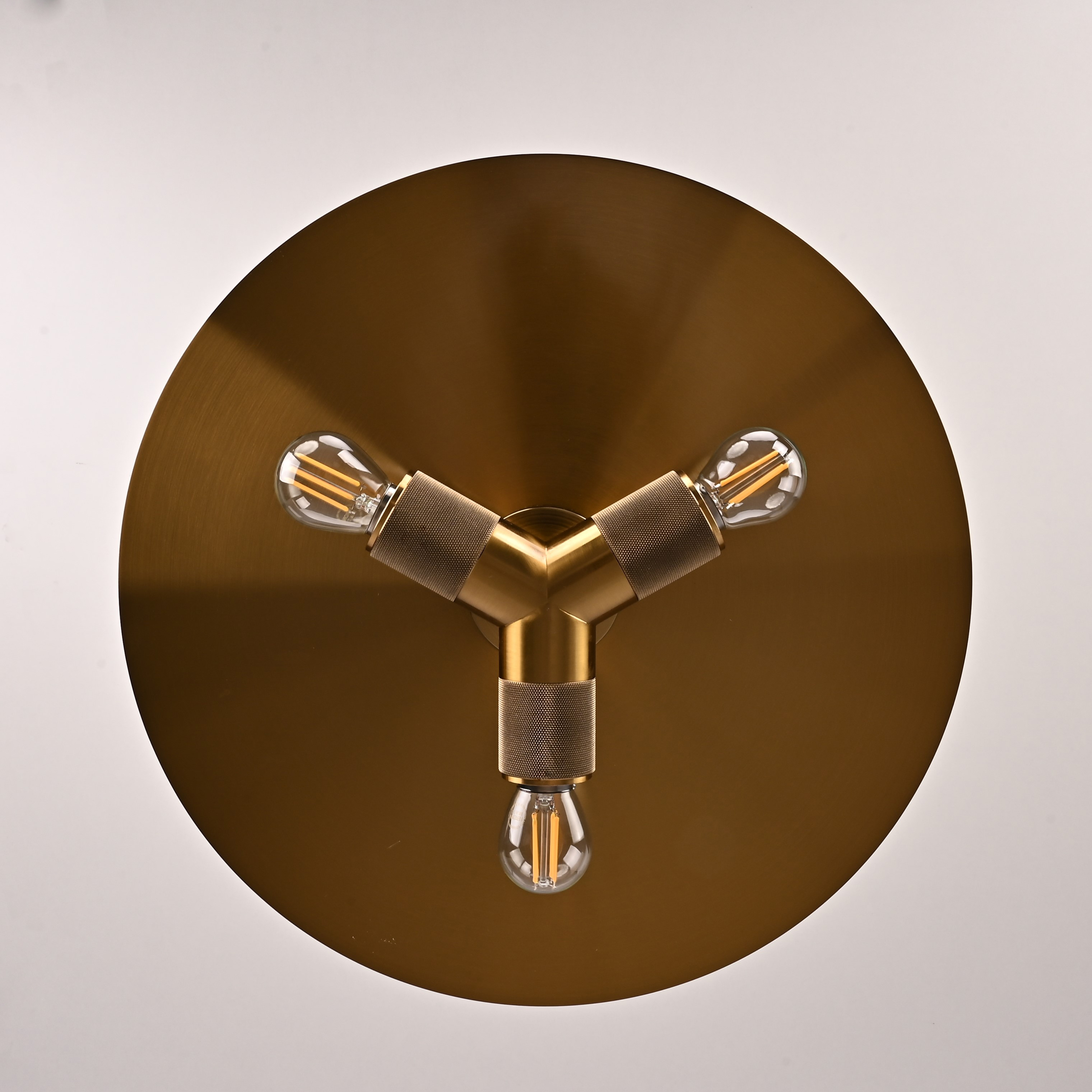 Люстра RH Utilitaire Disk Triple Pendant Brass 46*46*21 см, 3*E27*60W, ImperiumLoft 40.2339, Латунь