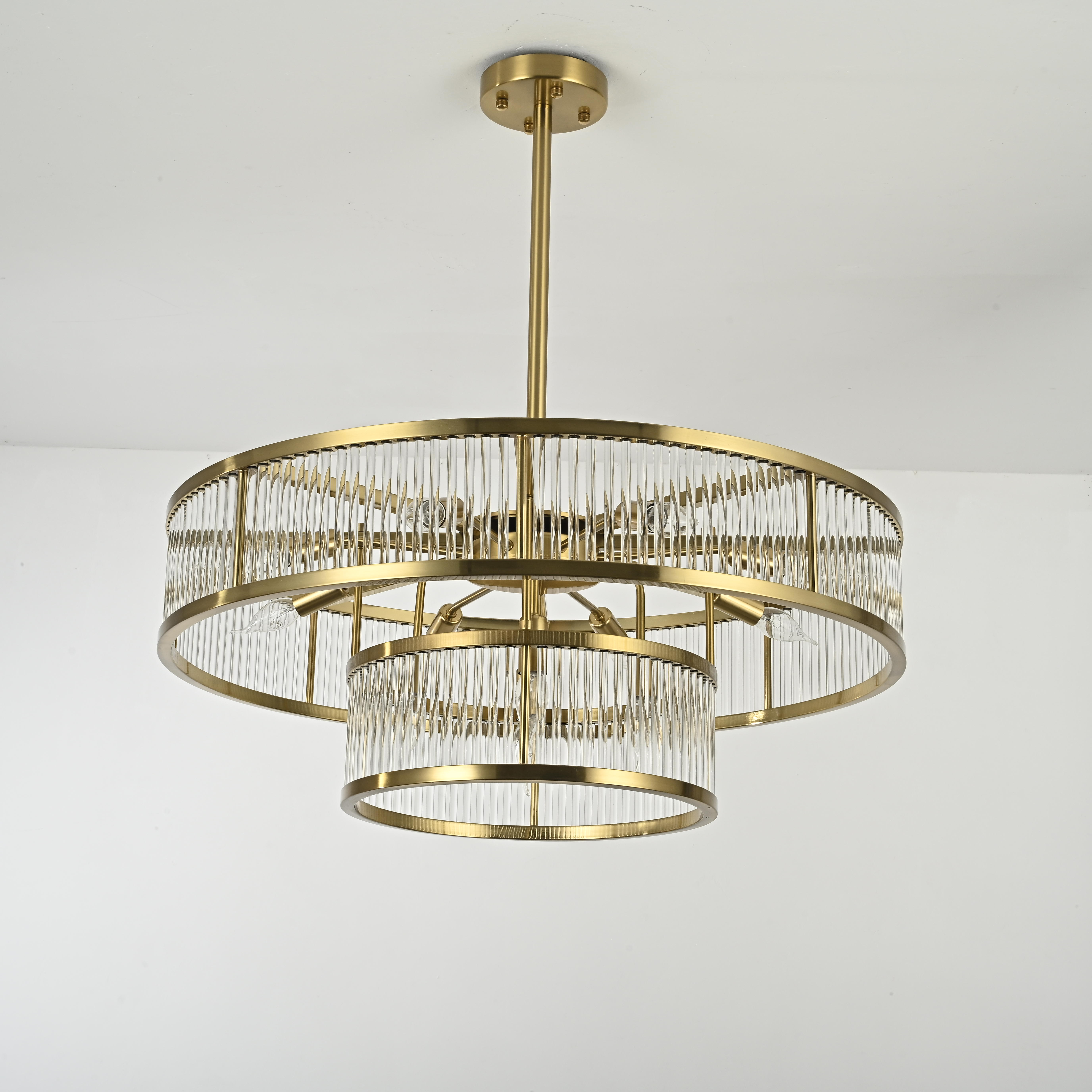 Люстра на штанге RH Marais Round Chandelier D80 80*80*30 см, 12*E14*40W, ImperiumLoft 40.2668, Латунь