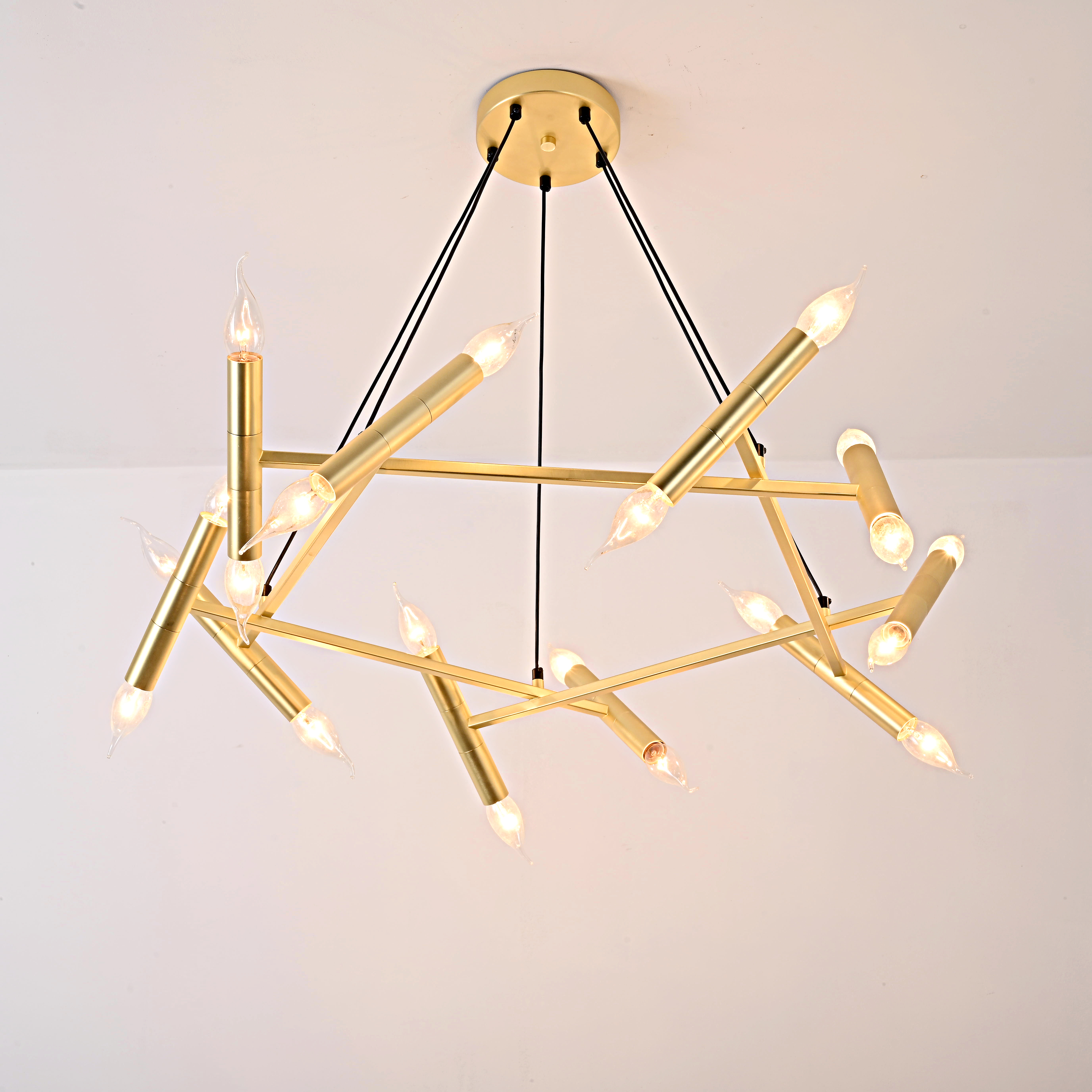 Подвесная люстра JONATHAN BROWNING Le Pentagone Chandelier 20 Light 80*80*20 см, 20*E14*40W, ImperiumLoft 40.2364, Латунь