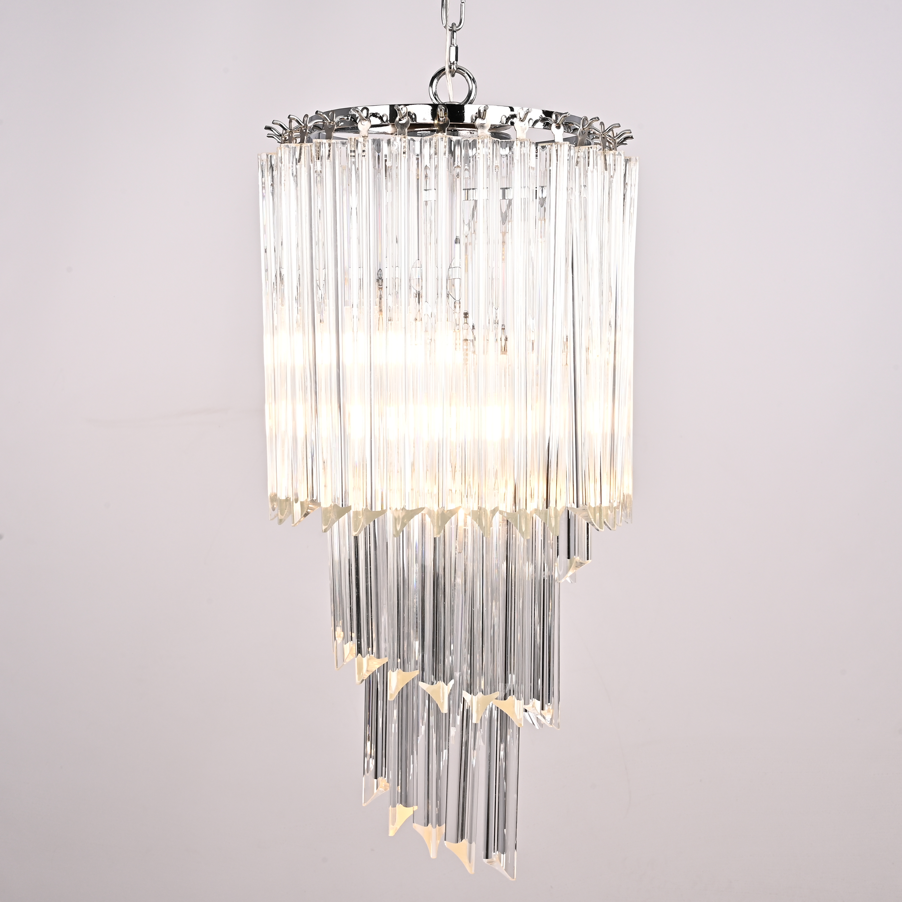 Подвесная люстра Odeon Chandelier Glass Clear 30*30*69 см, 3*E14*40W, ImperiumLoft 40.1929-2, Хром
