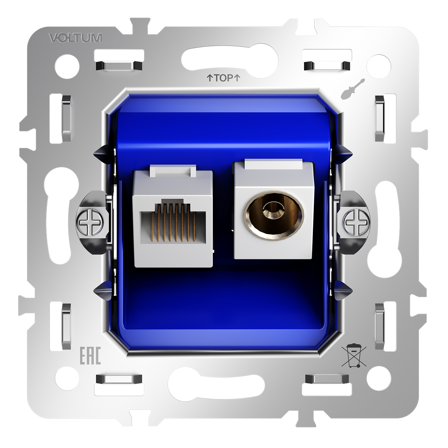 Механизм розетки TV+RJ45 кат. 6, S70 Voltum S70 VLS0607M, Металл