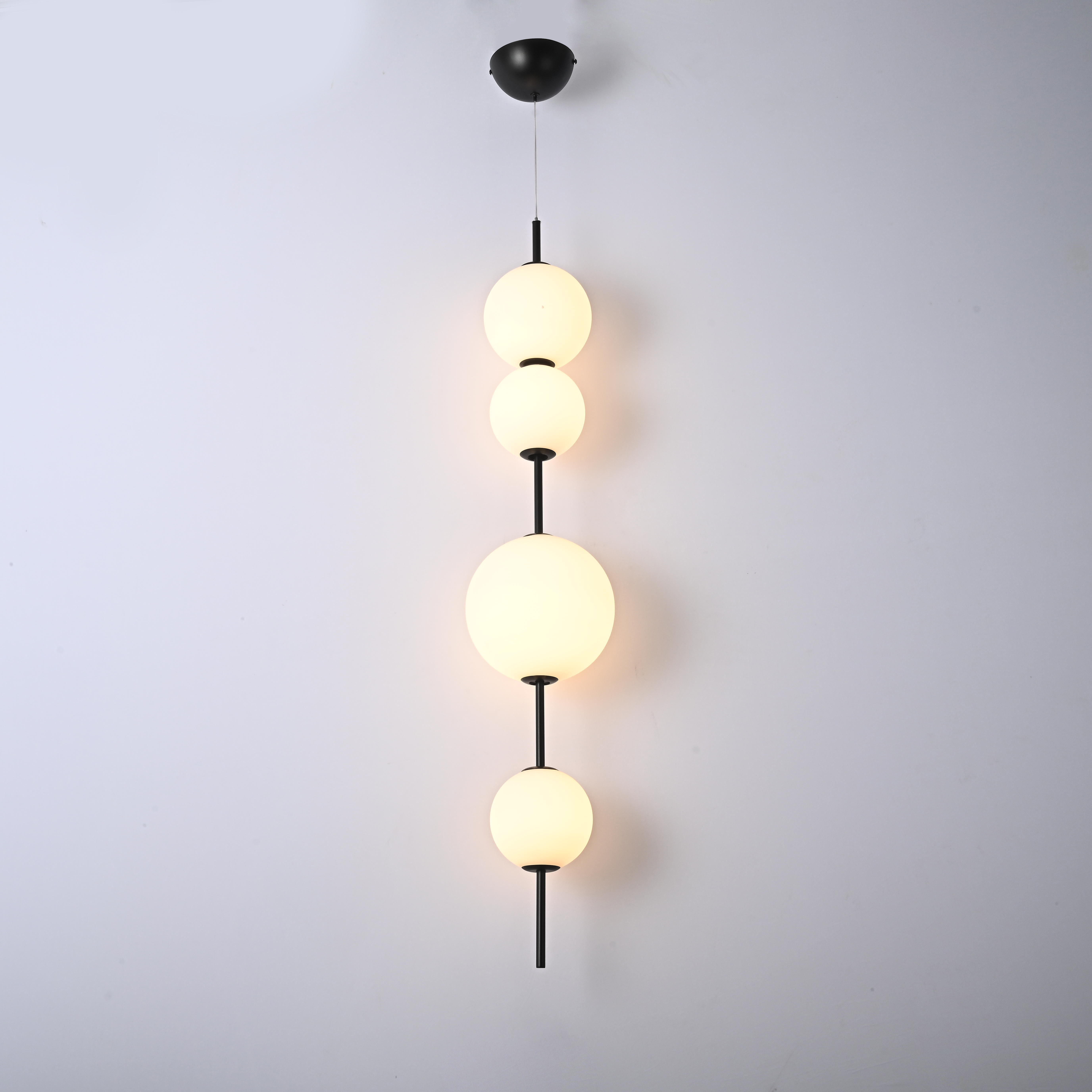 Подвесной светильник White beads Pendant C 20*20*103 см, 4*LED*6W, 3000K, ImperiumLoft 40.2133-0, Чёрный