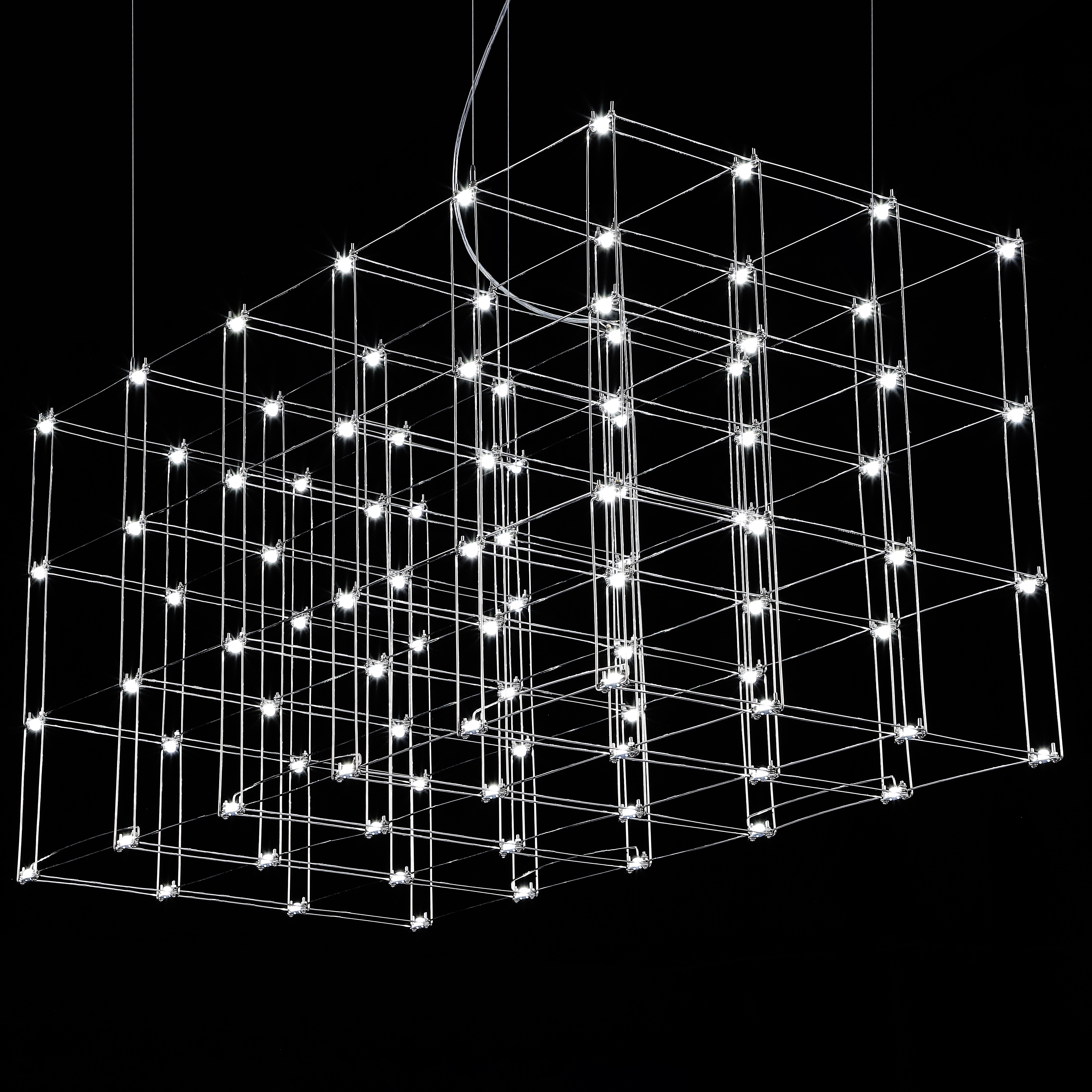 Подвесная люстра Quasar Cosmos Square LED pendant light 120/60/60 120*60*60 см, 96*LED*1W, ImperiumLoft 40.2440, Серебристый