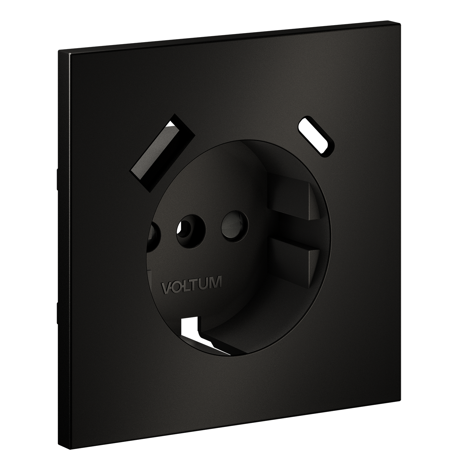 Накладка для розетки с заземлением и защитными шторками, с USB A+C, S70 Metal, антрацит Voltum VLSM001012