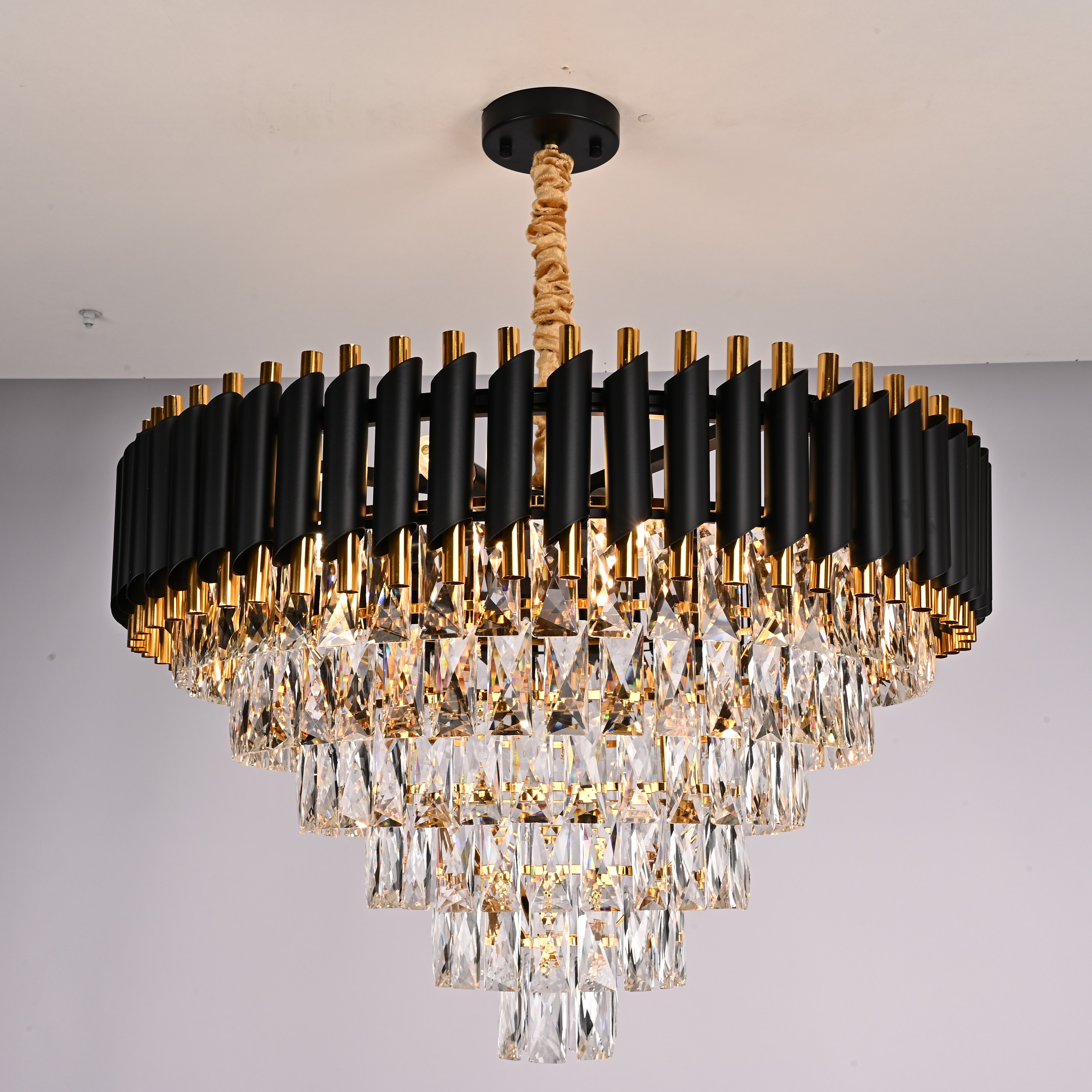 Подвесная люстра Empire Black Chandelier Crystal D 70 70*70*140 см, 8*E14*40W, ImperiumLoft 40.2862, Чёрный, Золотистый, Серебристый