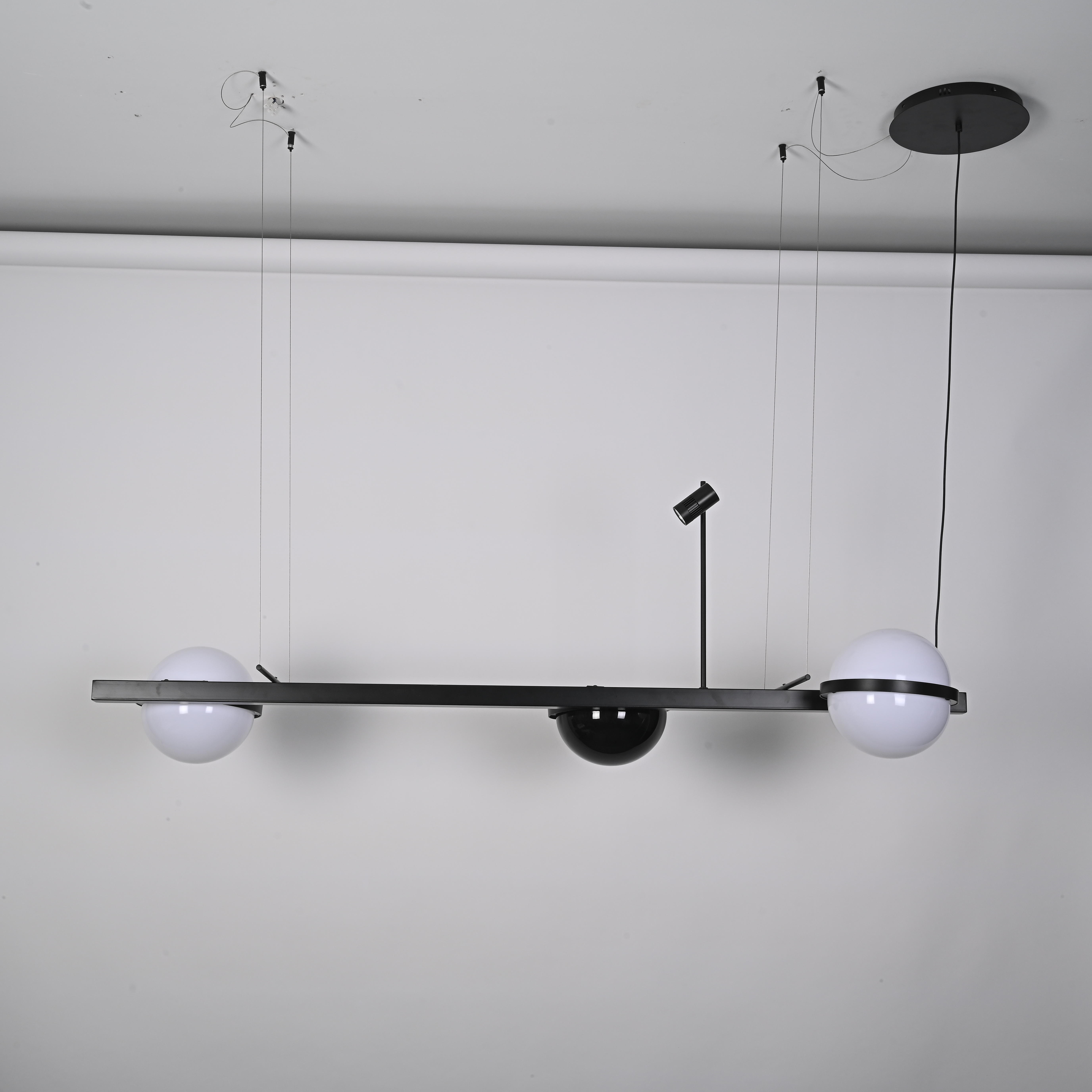 Реечный подвесной светильник PALMA Wall lamp 2 шара + 1 вазон горизонтальная 150*48*47 см, 3*LED*10, 2W, 3000, 4000, 5000K, ImperiumLoft 22.93726, Серый