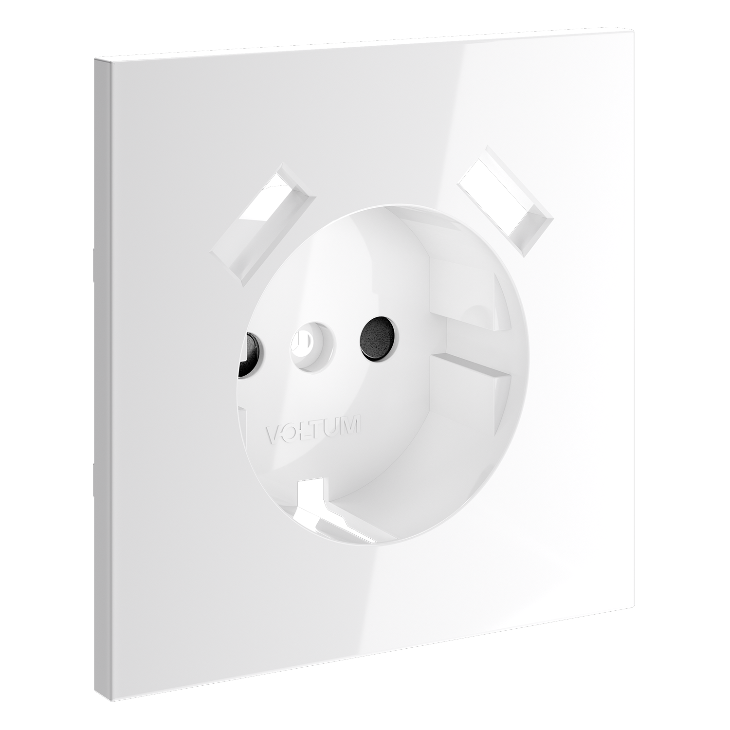 Накладка для розетки с заземлением и защитными шторками, с USB A+A, белый глянцевый Voltum S70 VLS000901, Пластик Soft touch