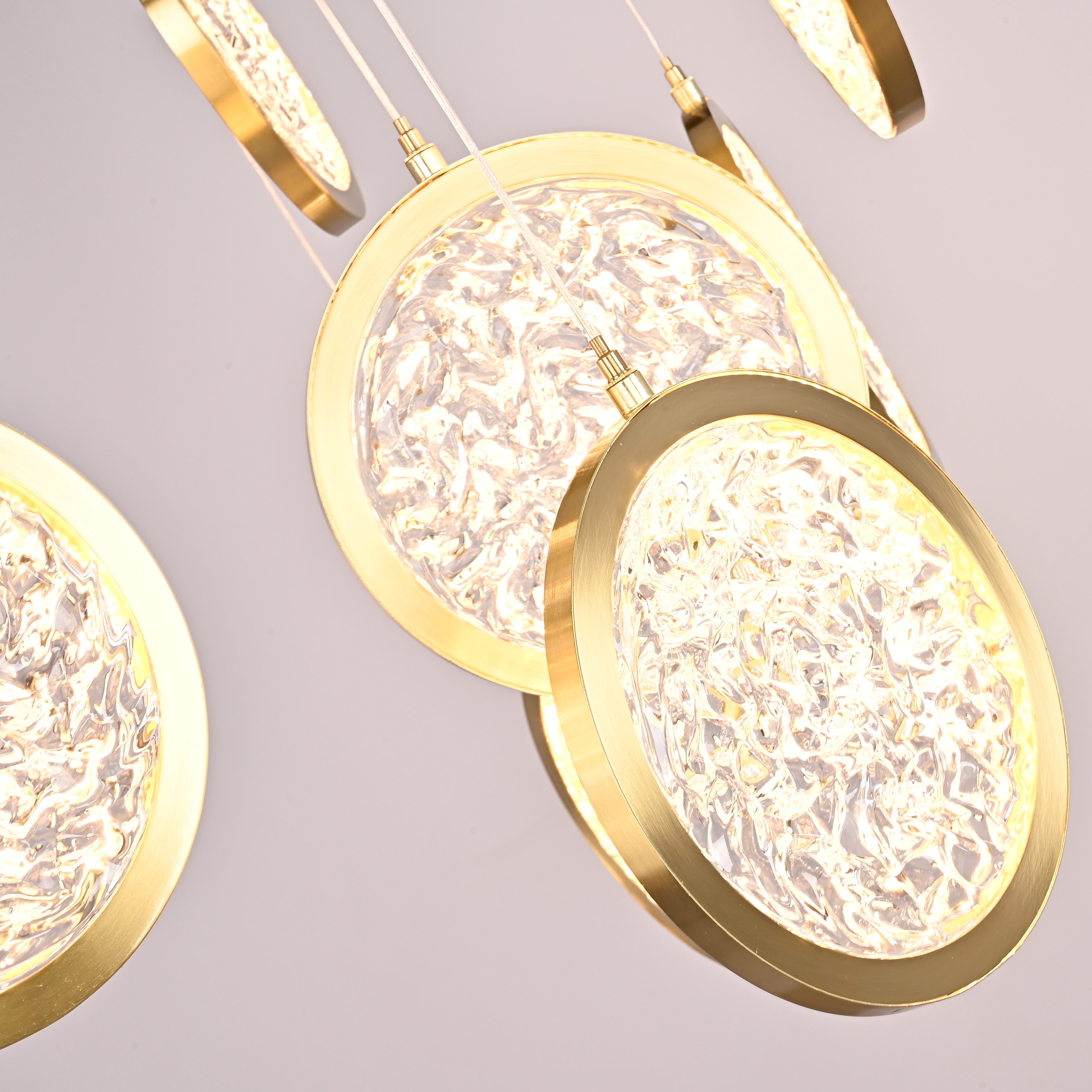 Дизайнерская подвесная люстра ЛУНА lighting collection D70 77*20*20 см, 12*LED*10W, 3000K, ImperiumLoft CAMEO01, Золотистый