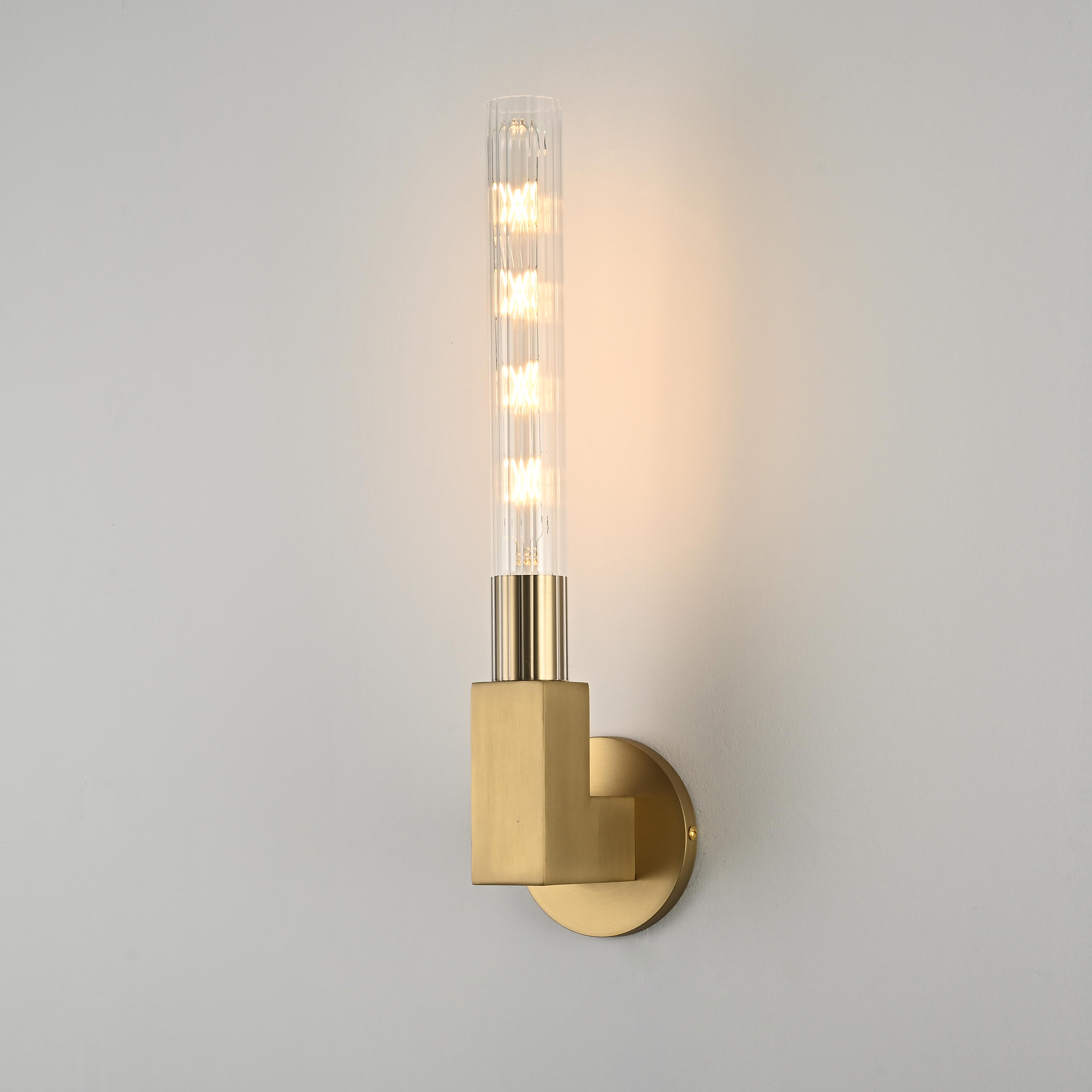 Бра CANELLE wall lamp SINGLE Sconces 11*11*48 см, 1*E27*60W, ImperiumLoft 44.319, Латунь