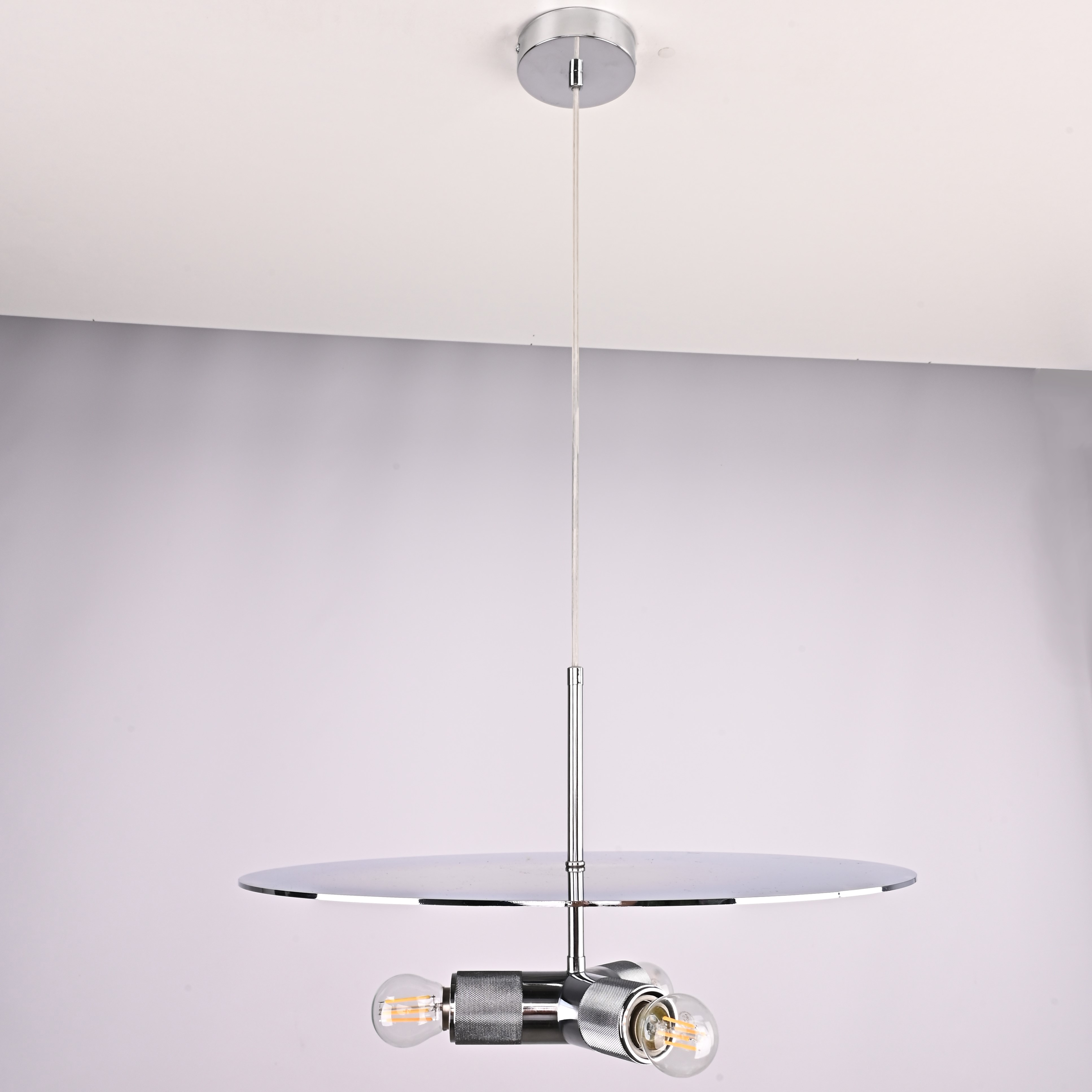 Люстра RH Utilitaire Disk Triple Pendant Silver 46*46*21 см, 3*E27*60W, ImperiumLoft 40.2341, Никель