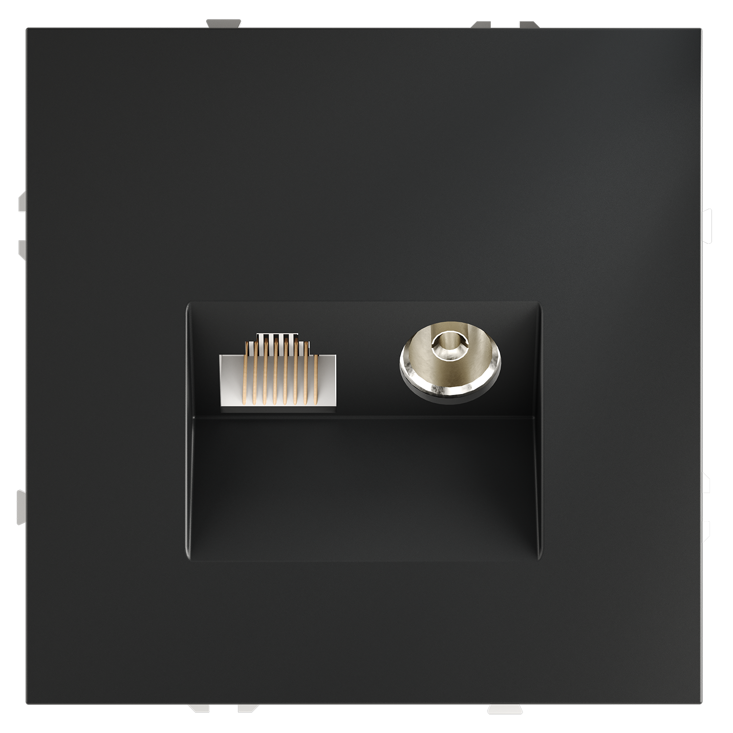 Розетка телевизионная встраиваемая TV+RJ45 кат. 6, графит Voltum S70 VLS060707, Пластик Soft touch