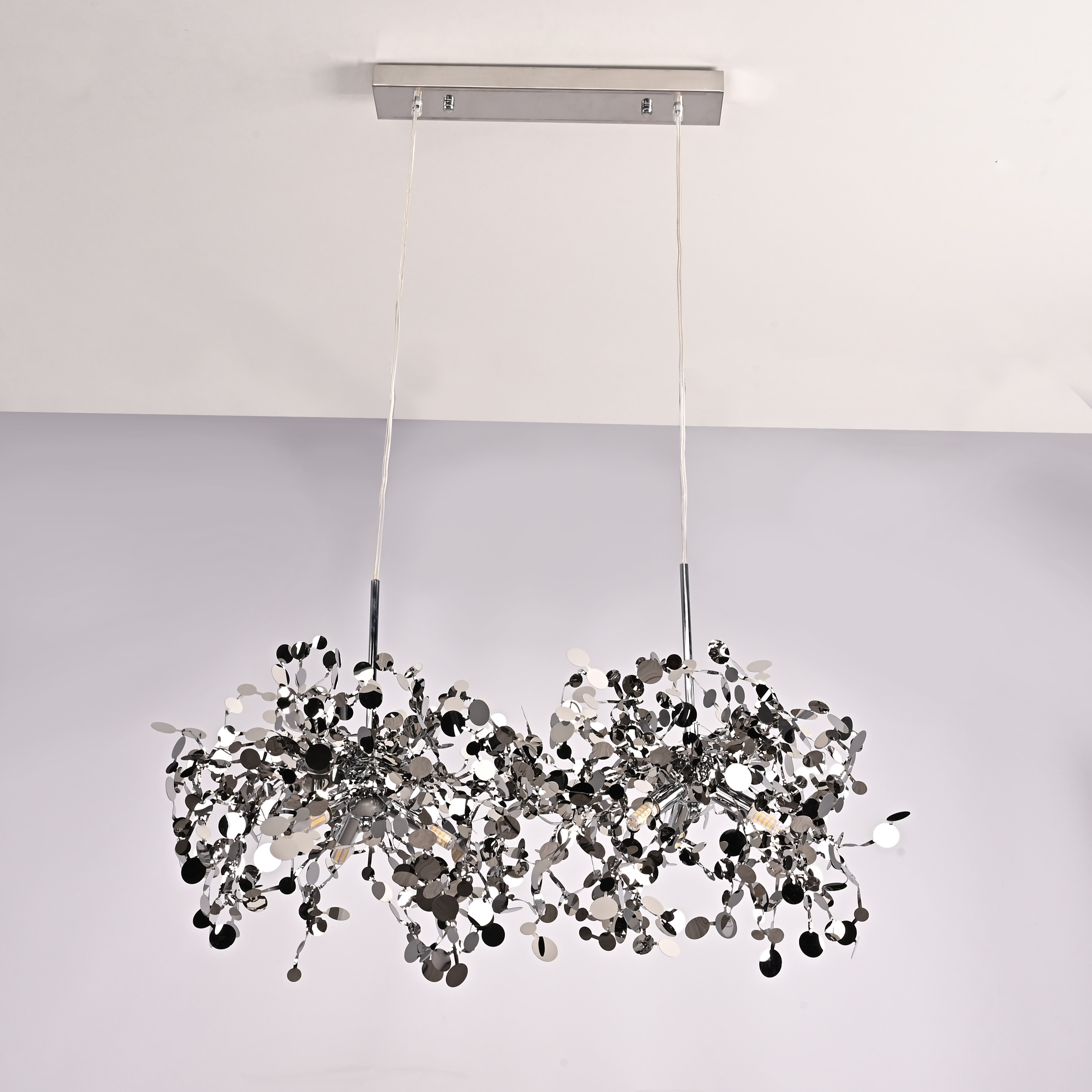 Подвесной светильник Tezani Argent Suspension Linear 80*40*40 см, 6*G9*40W, ImperiumLoft 40.1444, Хром