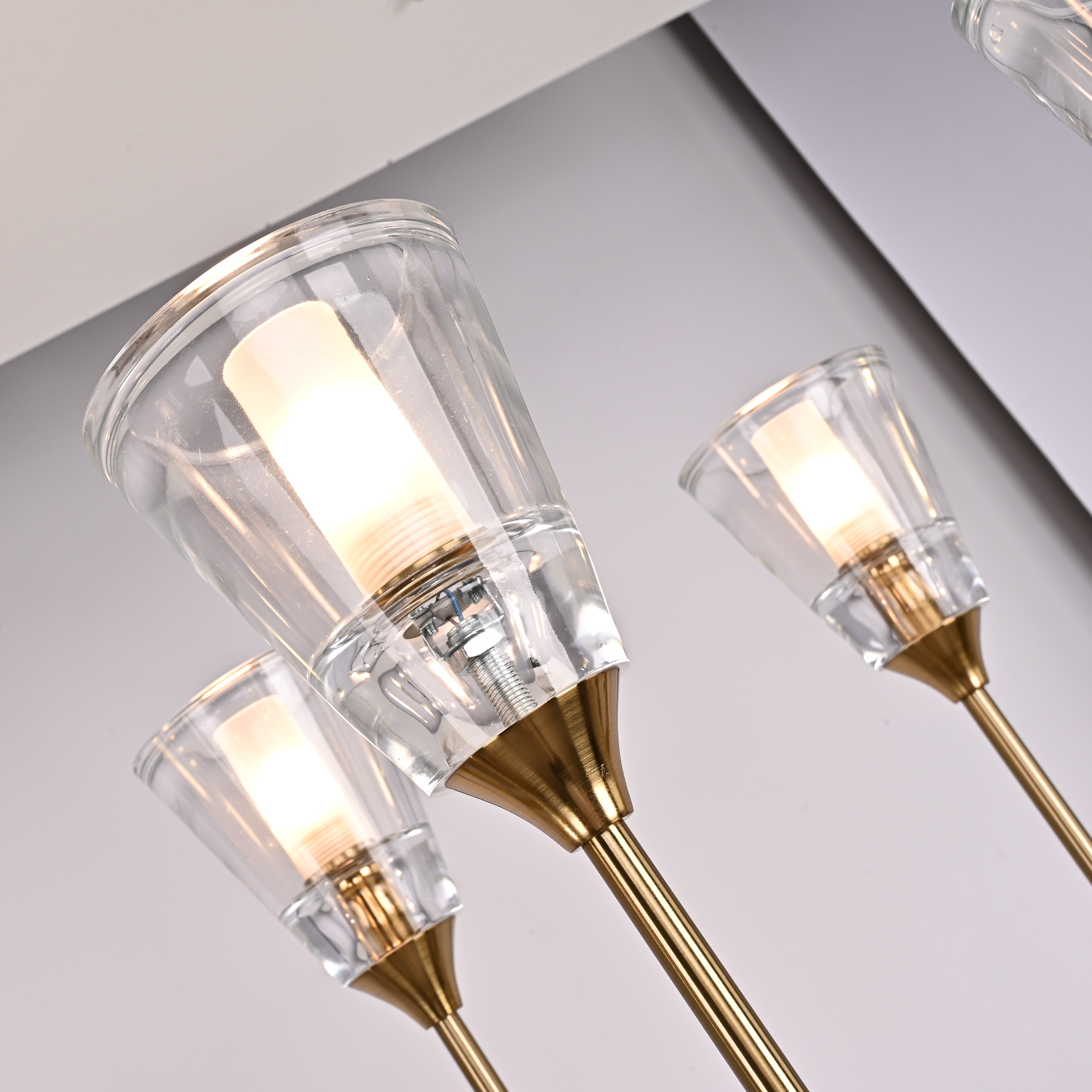 Люстра на штанге TORCHE DE VERRE Linear Chandelier 12 139*45*50 см, 12*G9*40W, ImperiumLoft 40.1548, Латунь