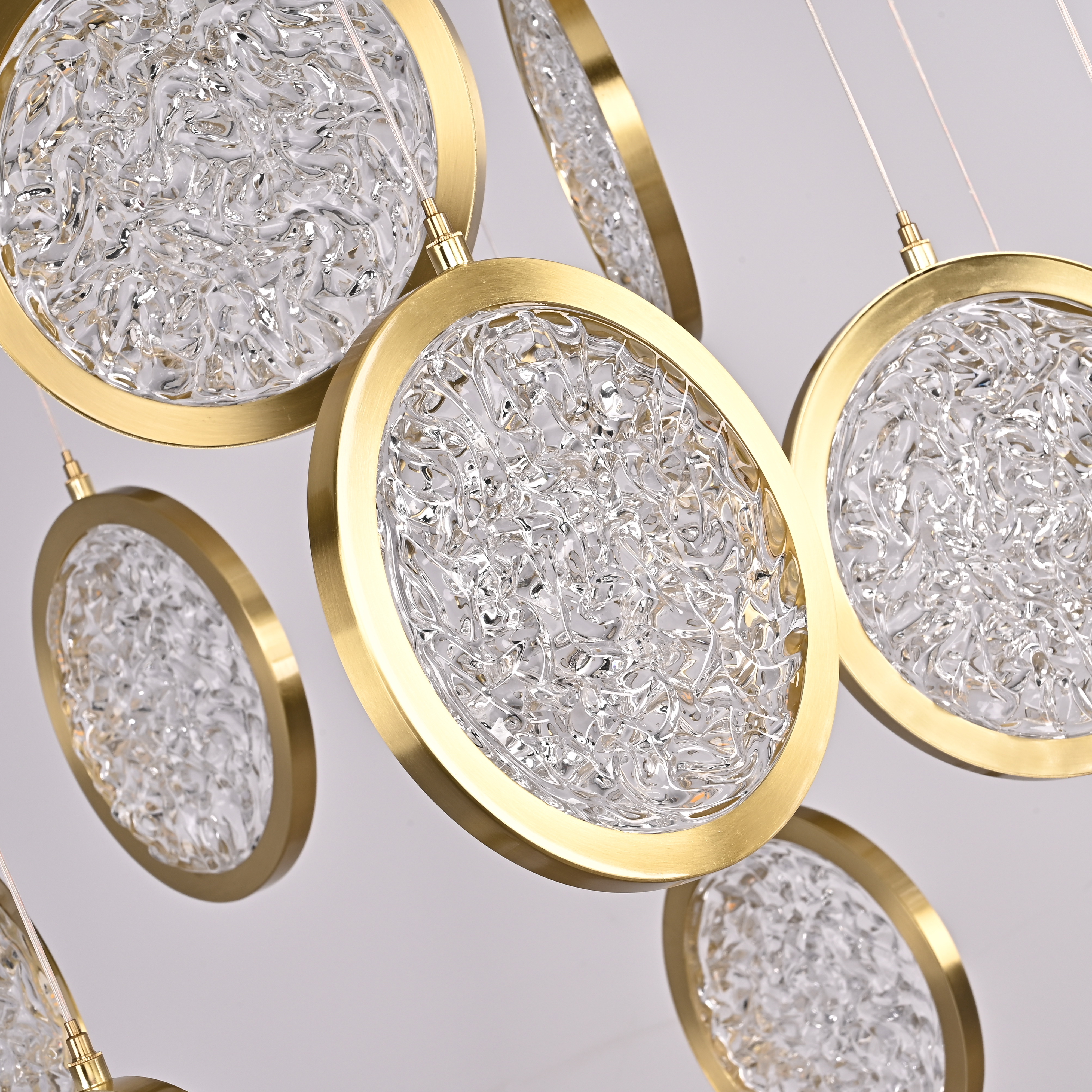 Дизайнерская подвесная люстра ЛУНА lighting collection D70 77*20*20 см, 12*LED*10W, 3000K, ImperiumLoft CAMEO01, Золотистый