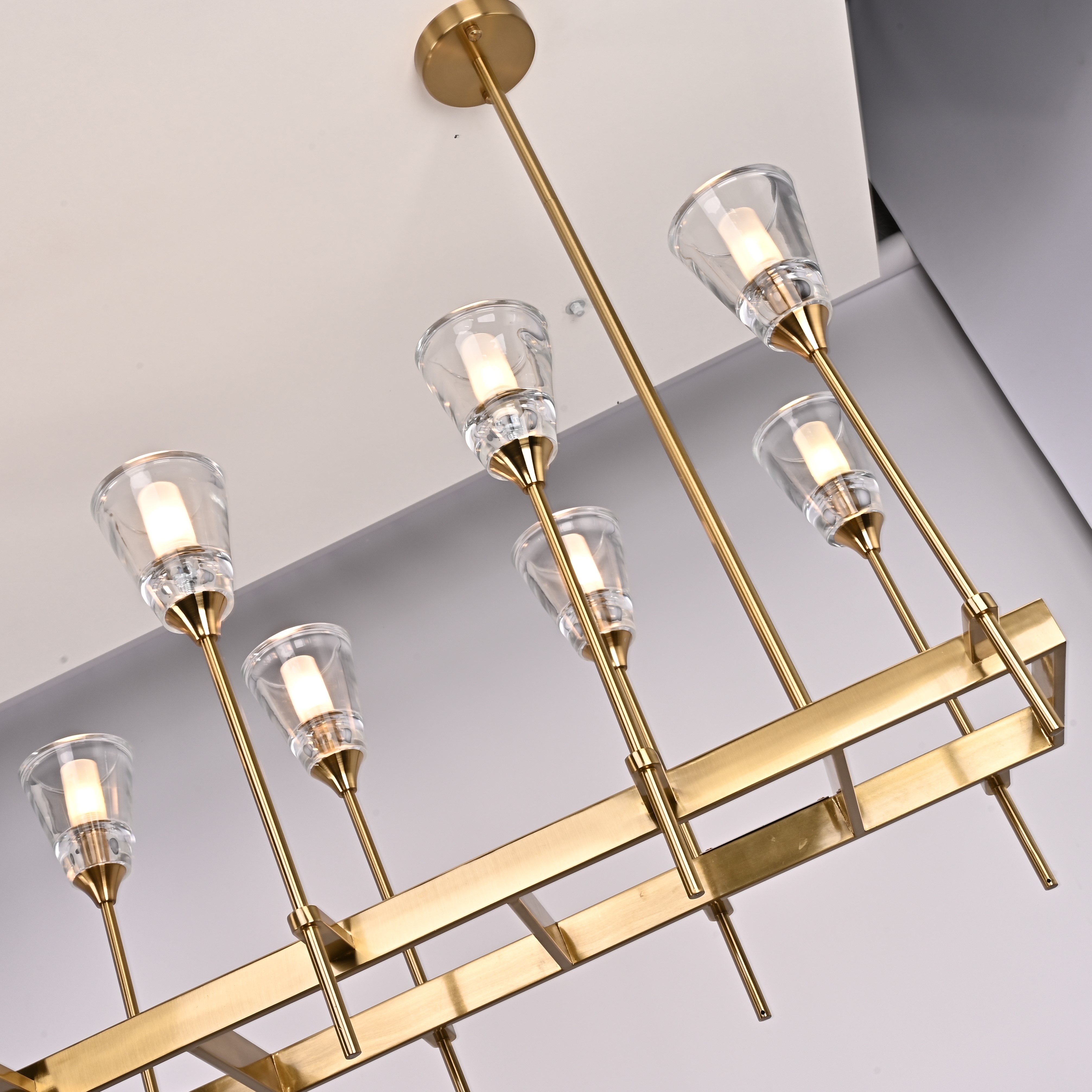Люстра на штанге TORCHE DE VERRE Linear Chandelier 12 139*45*50 см, 12*G9*40W, ImperiumLoft 40.1548, Латунь