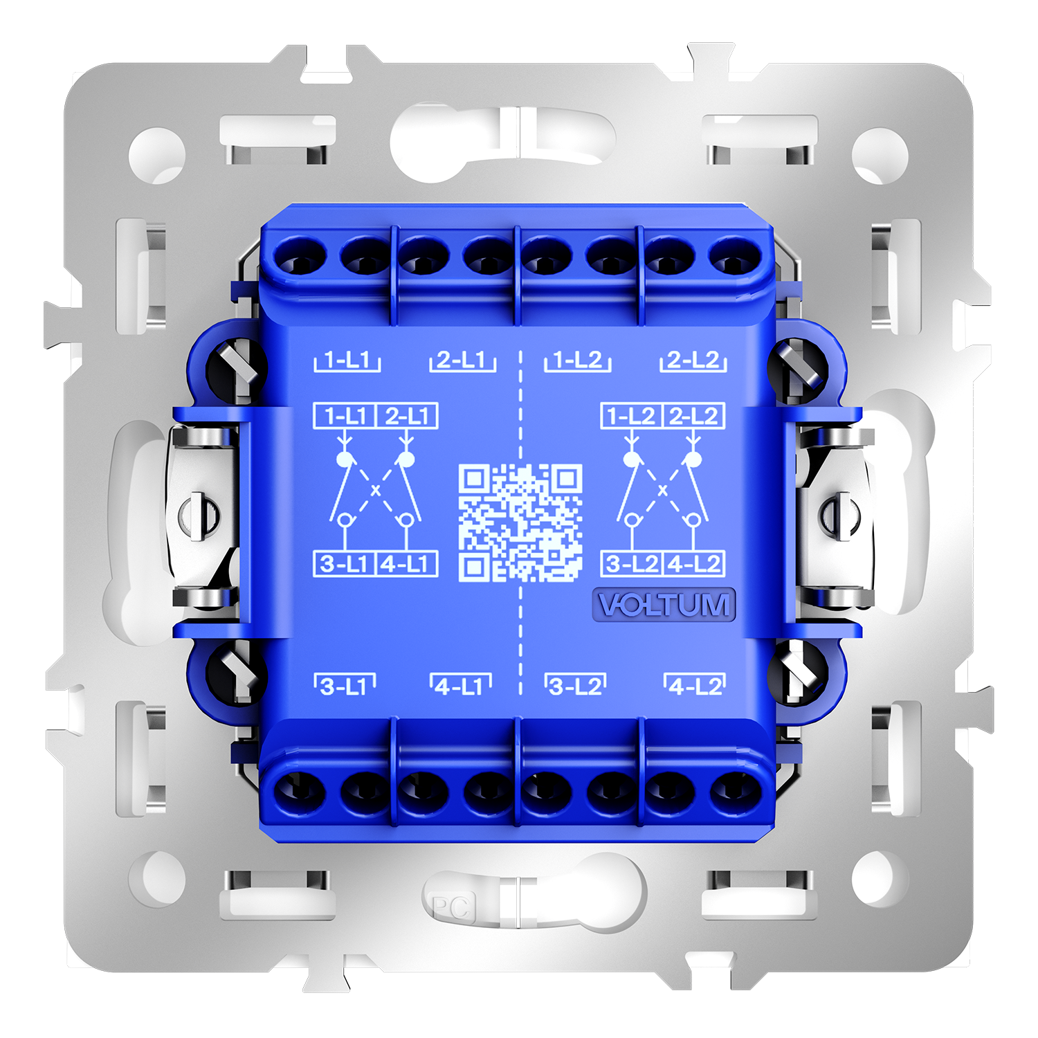 Перекрестный переключатель встраиваемый двухклавишный 10А, белый глянцевый Voltum S70 VLS020501, Пластик глянцевая