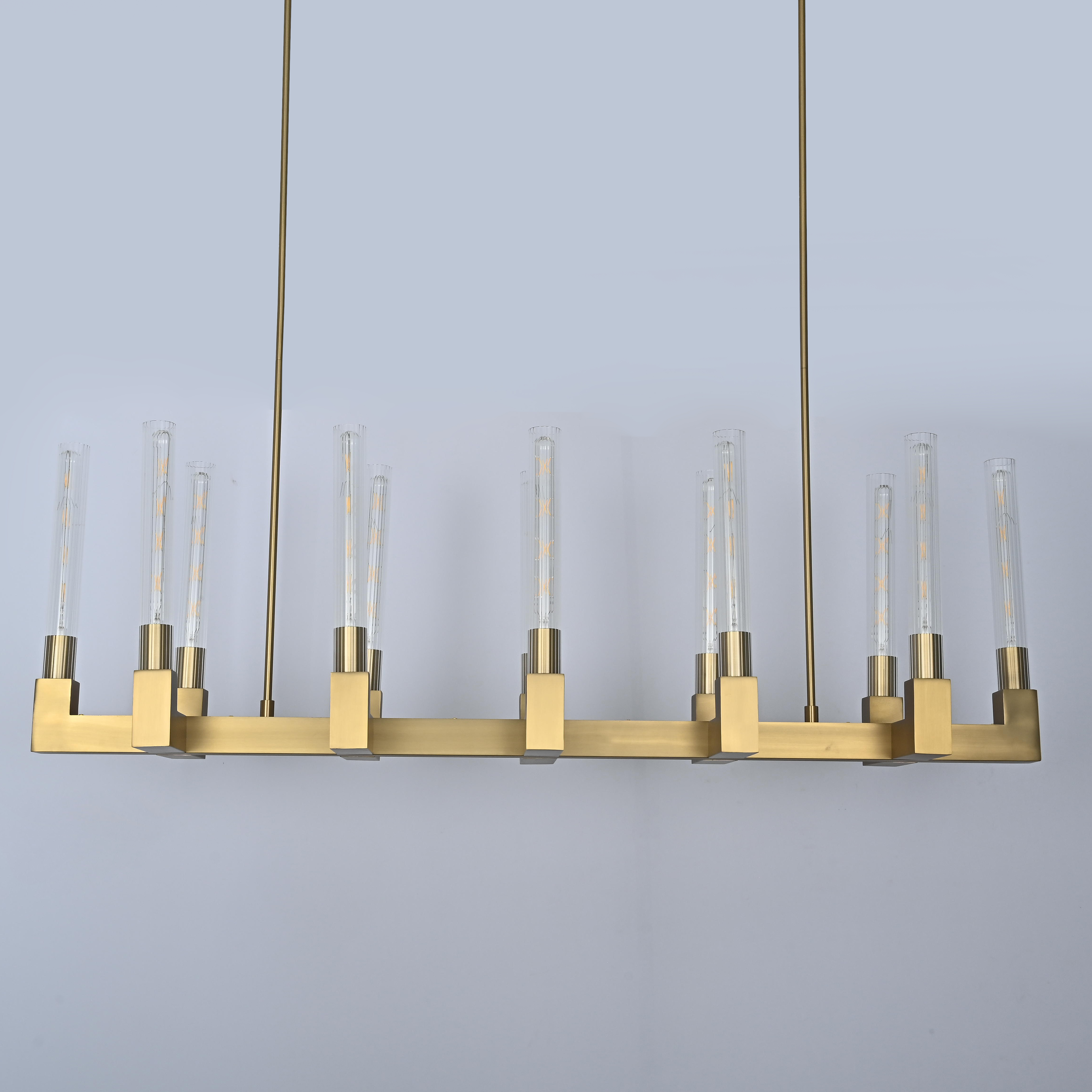 Люстра на штанге CANELLE Linear Chandelier 12 Modern Brass 139*30*43 см, 12*E27*60W, ImperiumLoft 40.1549, Латунь