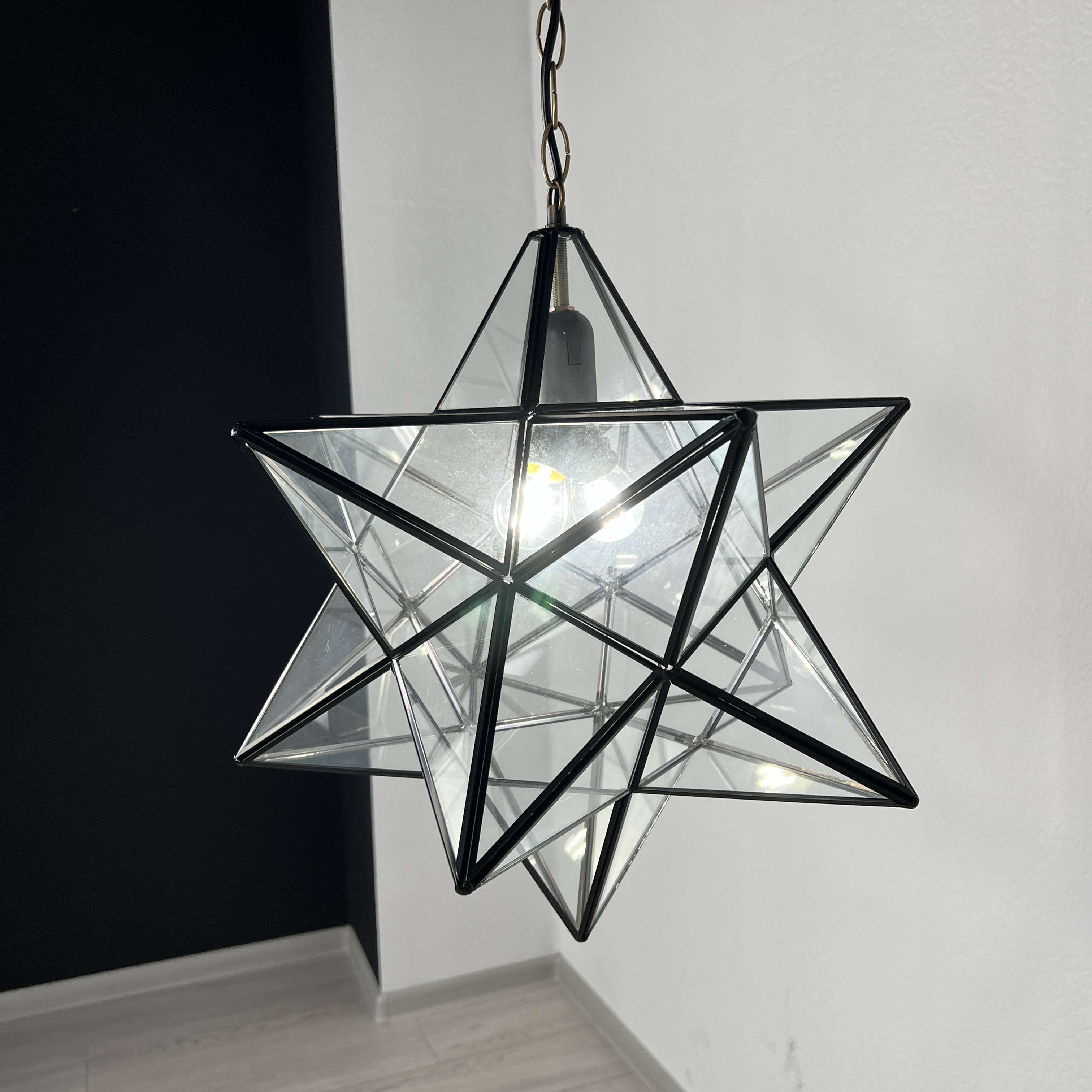 Люстра Black Star Clear Glass 40 см 40*40*42 см, 1*E27*60W, ImperiumLoft 101314-26, Чёрный