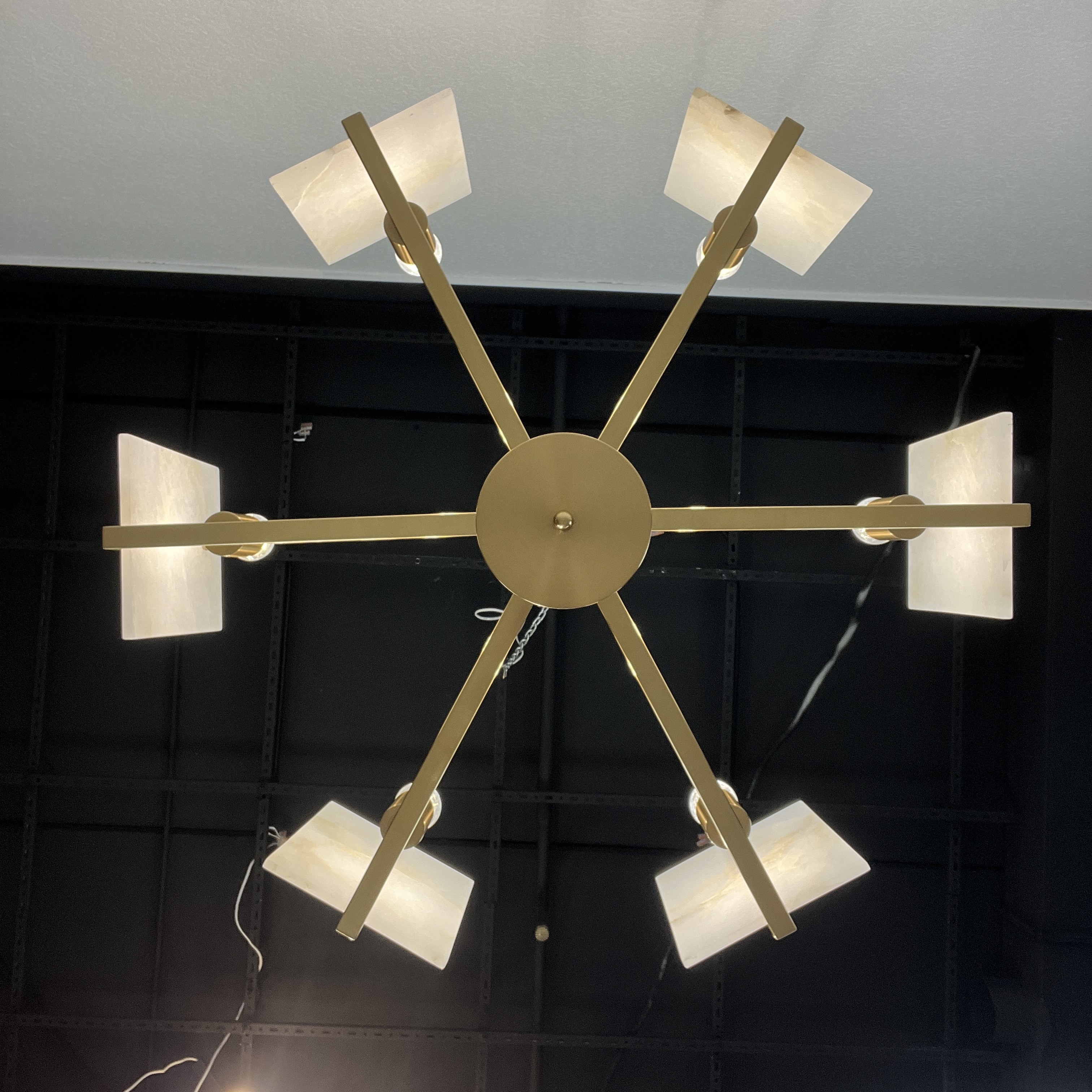 Люстра Marble square Chandelier 78*78*46 см, 6*E27*60W, ImperiumLoft 40.1233, Латунь