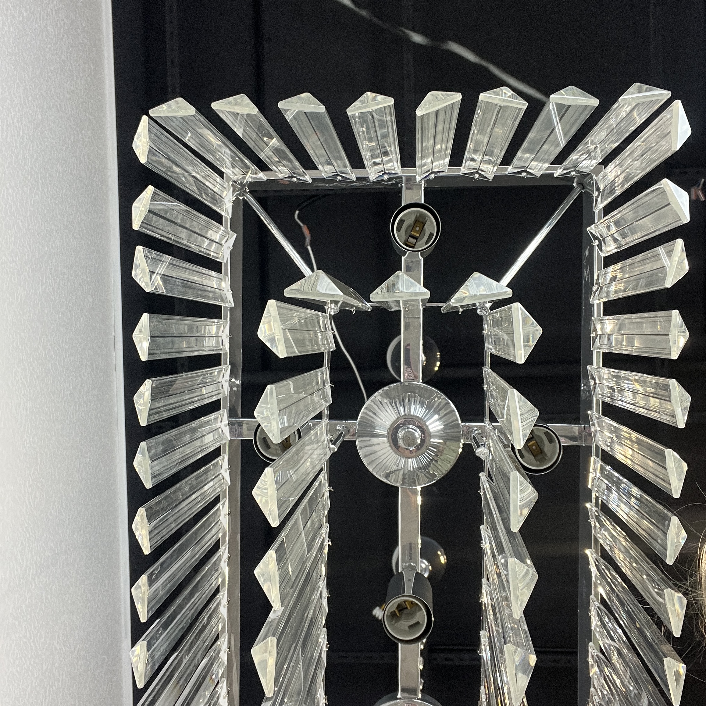 Подвесная люстра RH 1920S ODEON CLEAR GLASS FRINGE chrome 94*47*47 см, 8*E14*40W, ImperiumLoft 40.1536, Хром