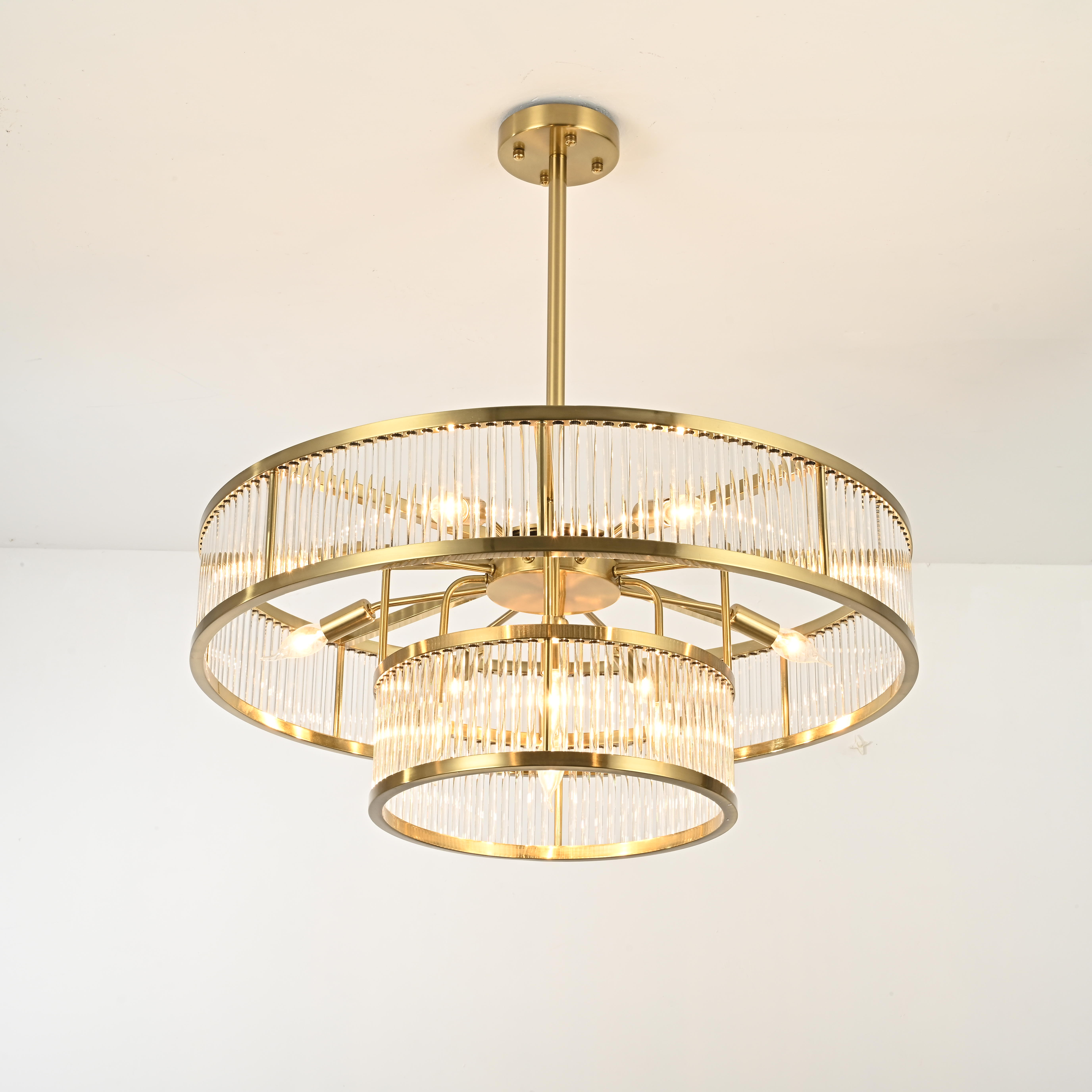 Люстра на штанге RH Marais Round Chandelier D80 80*80*30 см, 12*E14*40W, ImperiumLoft 40.2668, Латунь