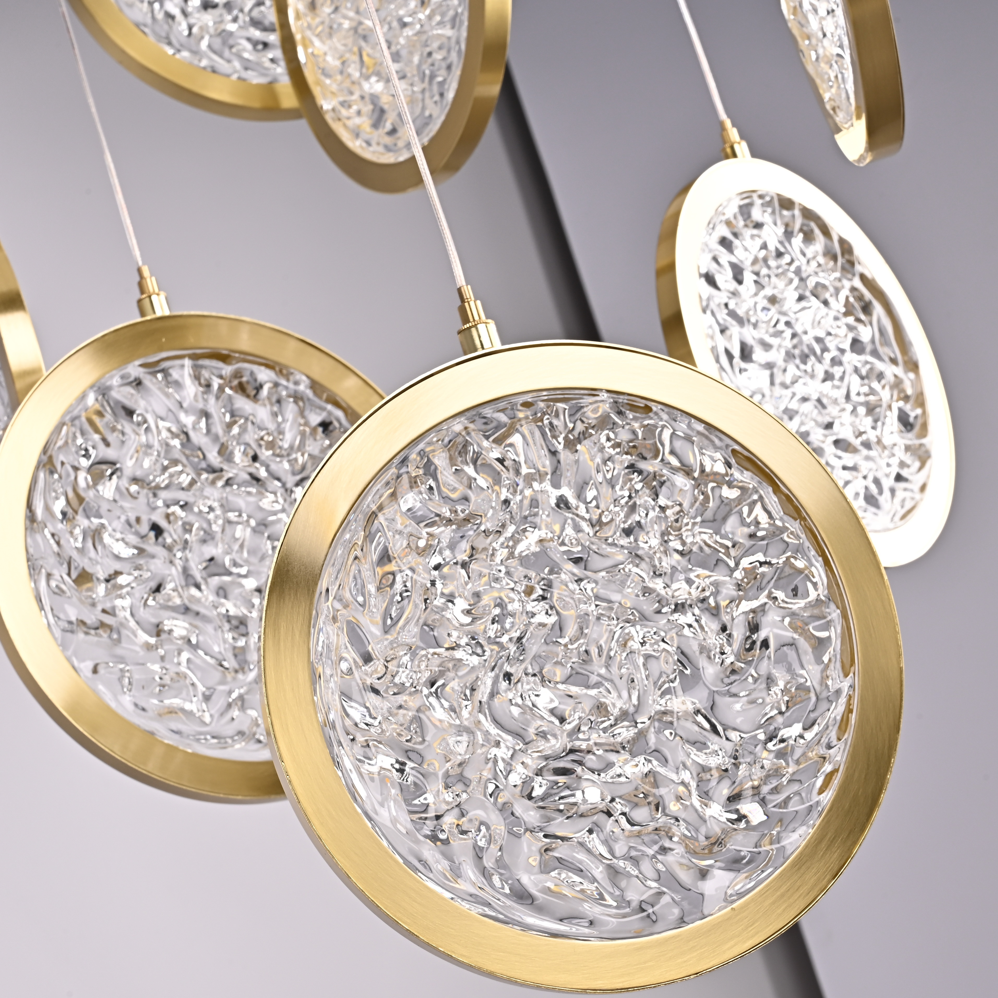Дизайнерская подвесная люстра ЛУНА lighting collection D50 76*15*15 см, 9*LED*10W, 3000K, ImperiumLoft CAMEO01, Золотистый