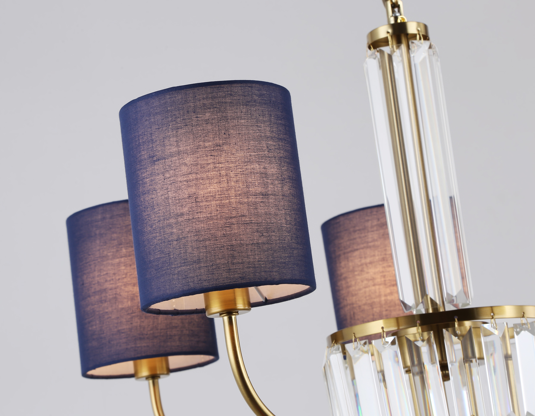 Подвесная люстра с абажурами и хрусталем **84- см, 5*E14*40W, K, Ambrella Light High Light LH71271, латунь