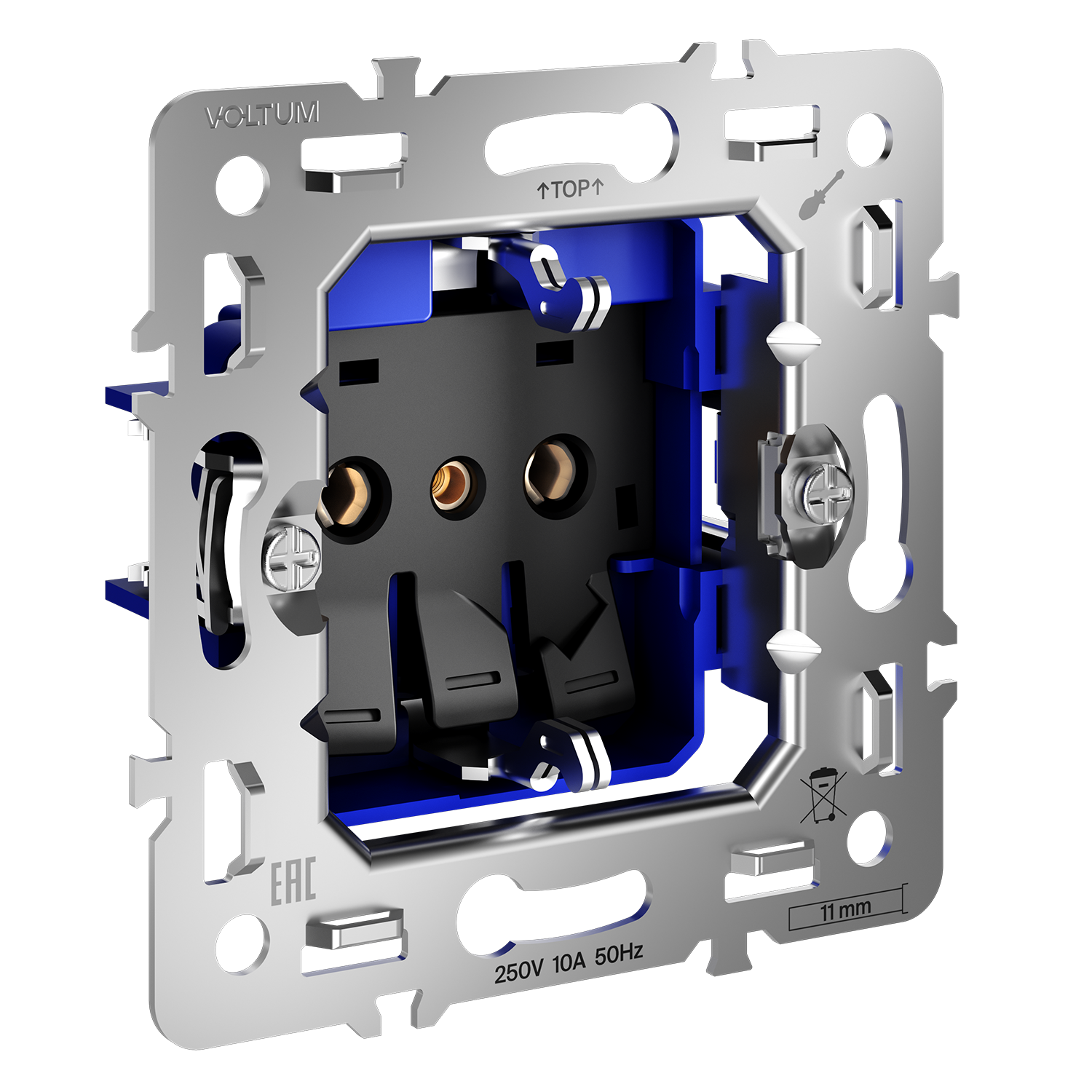 Механизм розетки с заземлением 16А, S70 Voltum S70 VLS0401M, Металл